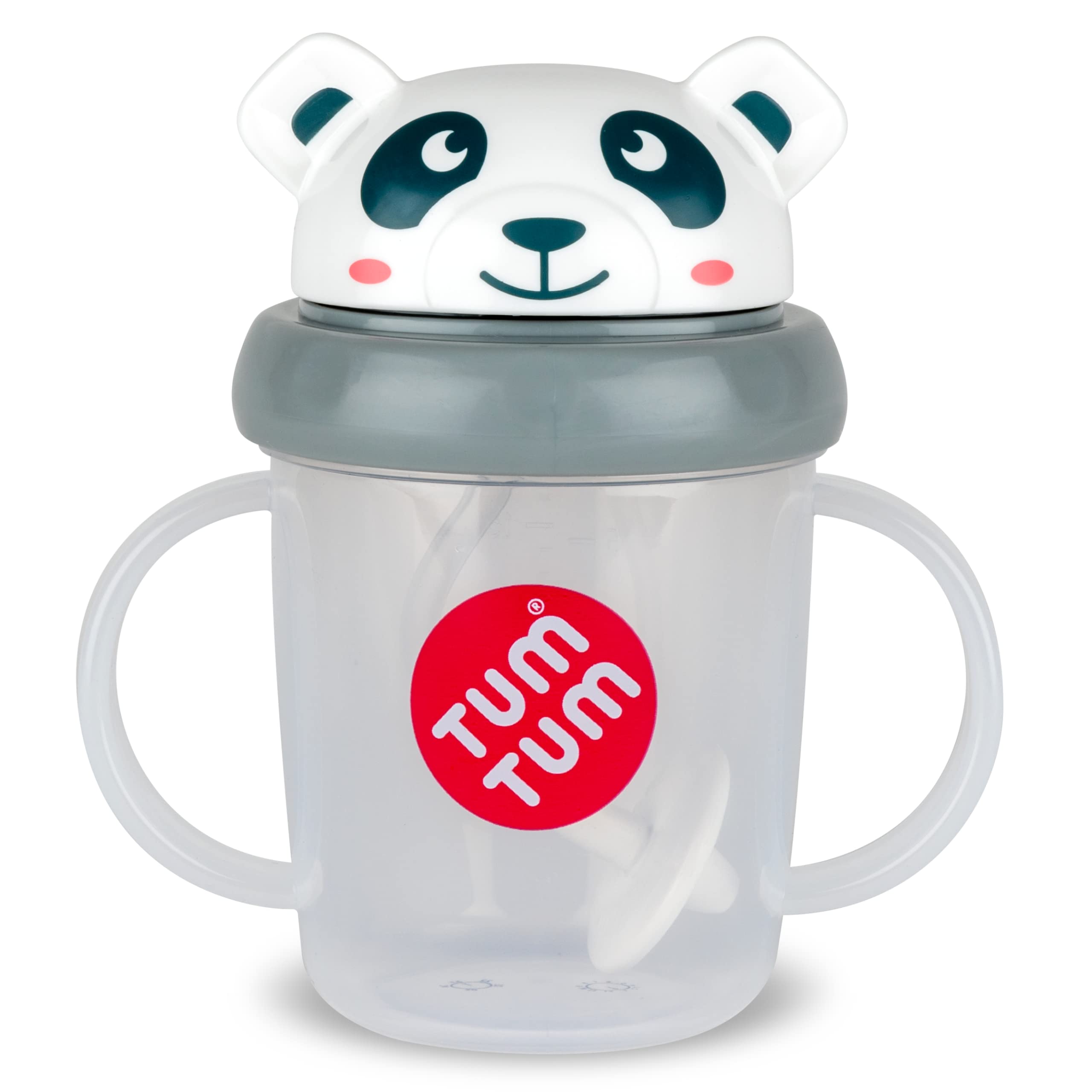 TUM TUM Tippy Up free-flow lid open demonstrates easy access for toddlers.