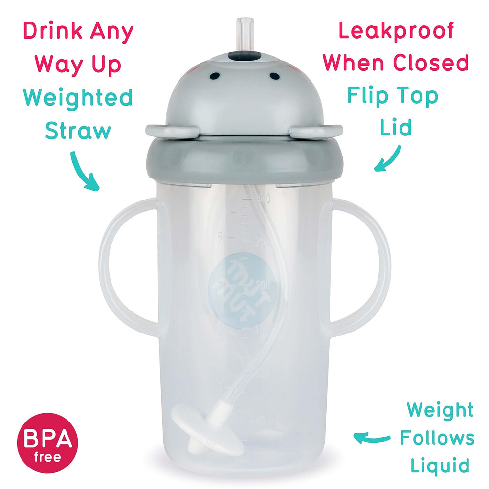 TUM TUM Tippy Up weighted straw demonstrates flexible drinking from any angle