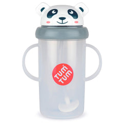 TUM TUM Tippy Up weighted straw demonstrates free-flow drinking for toddlers.
