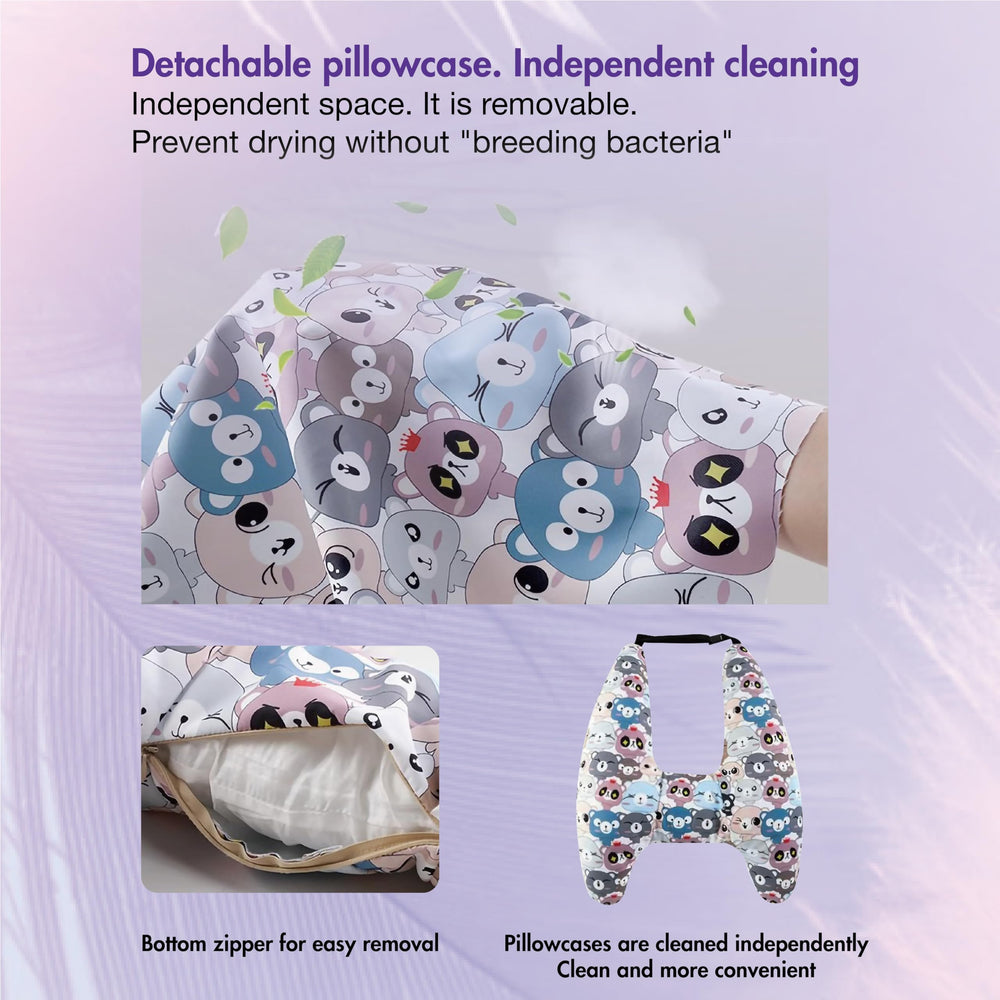 Tumahe pillowcase disassembled for easy washing after trips.