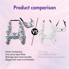 Tumahe Swiftcare travel pillow showcases secure fit and playful aesthetic for travel.