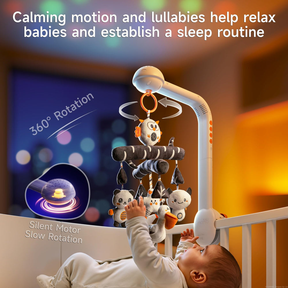 TUMAMA KIDS crib mobile night light provides gentle illumination for nighttime routines.