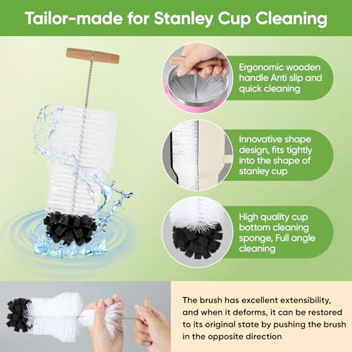 TUNIKO long bottle brush designed for Stanley cups, fast interior scrubbing.