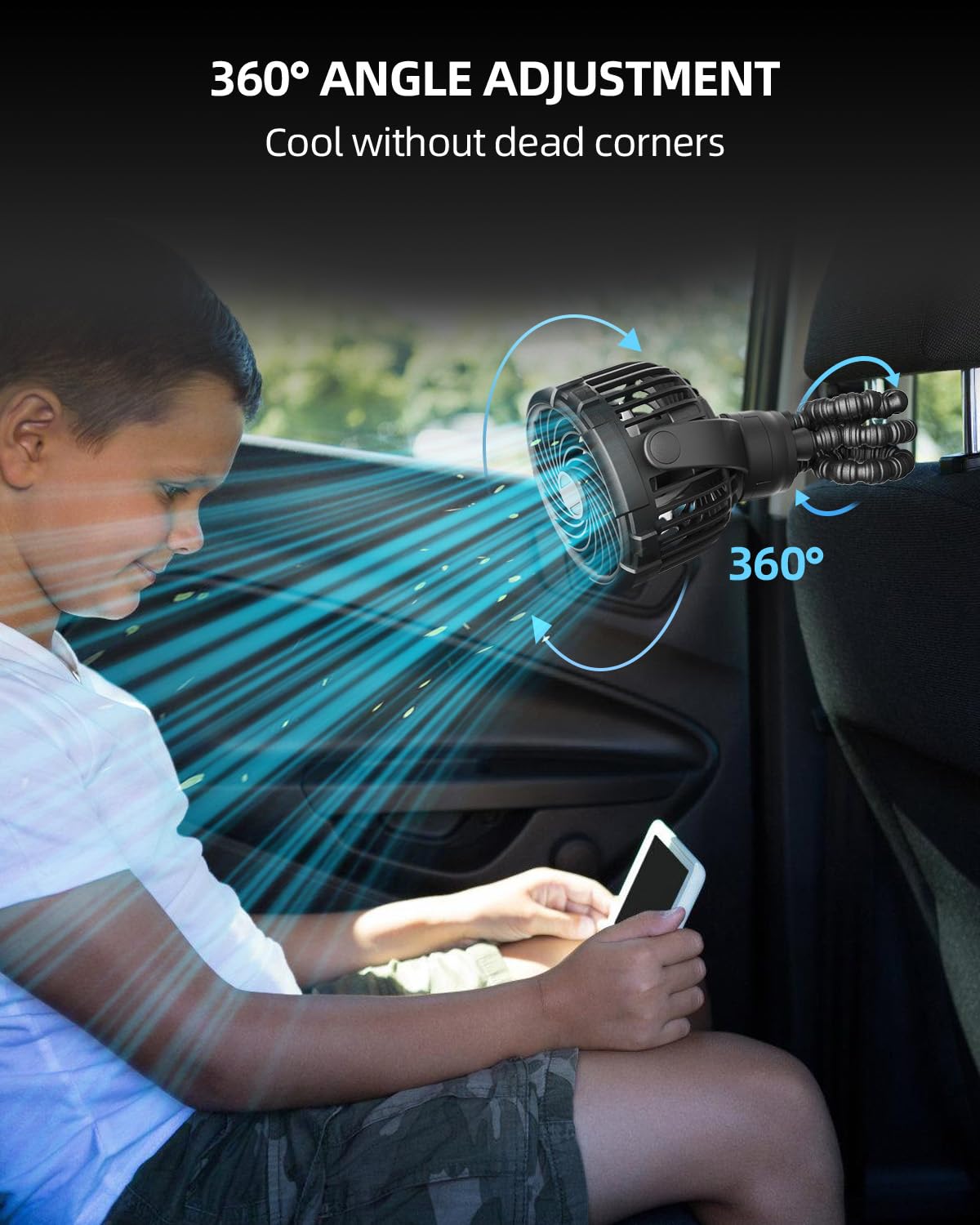 TUNISE stroller fan USB Type-C charging for universal power