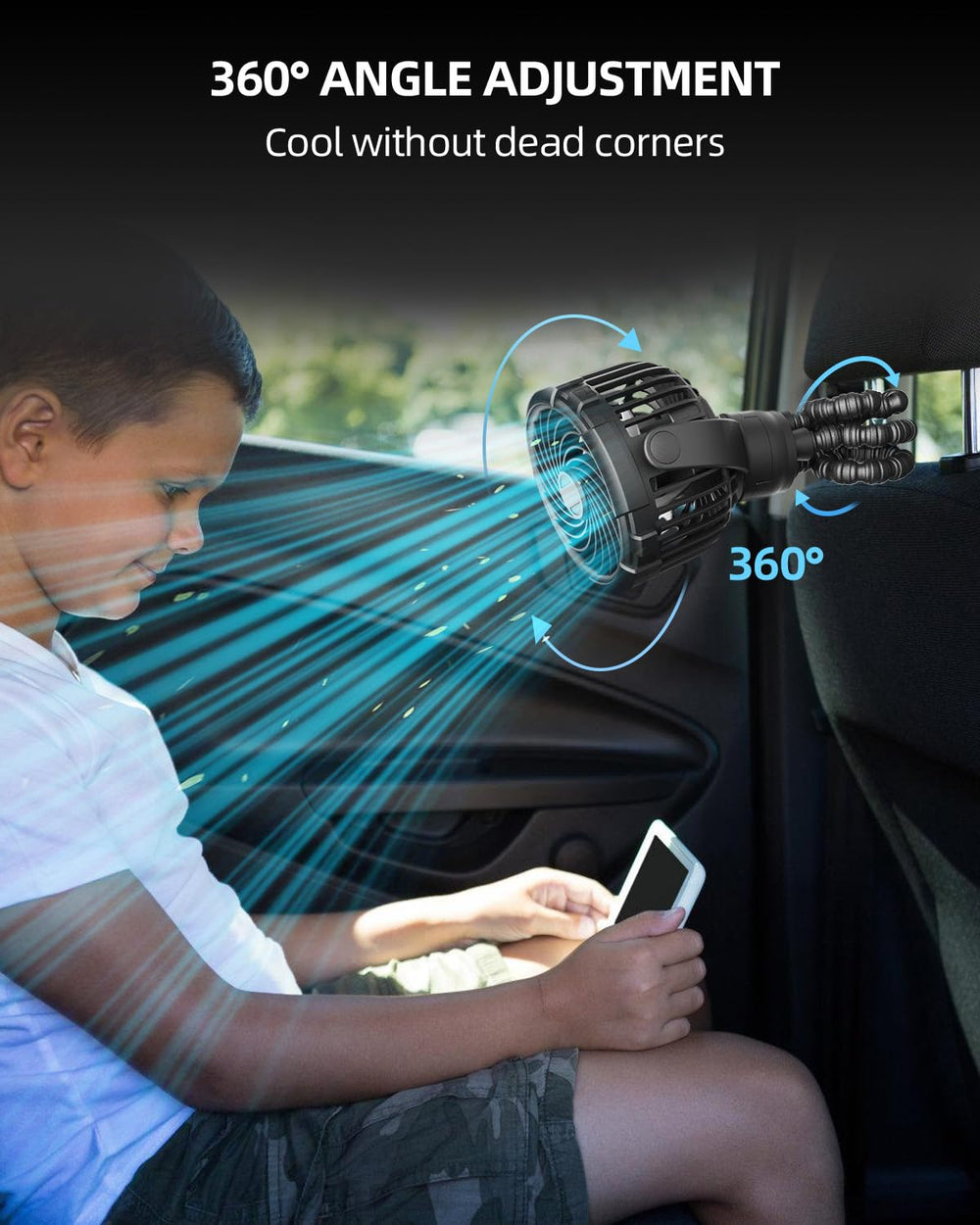 TUNISE stroller fan USB Type-C charging for universal power