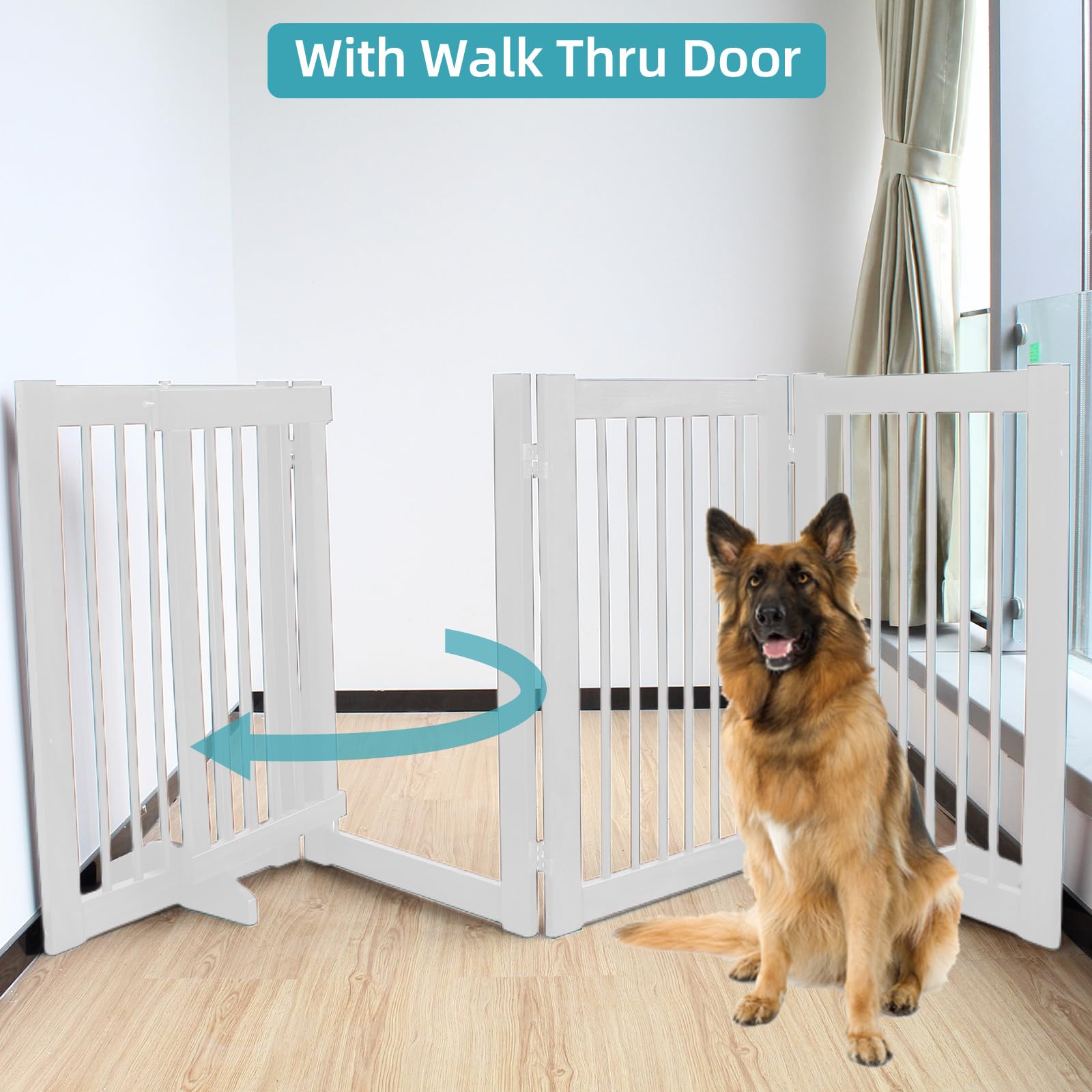 Tuopus adjustable straps secure the gate on stairs or uneven surfaces.