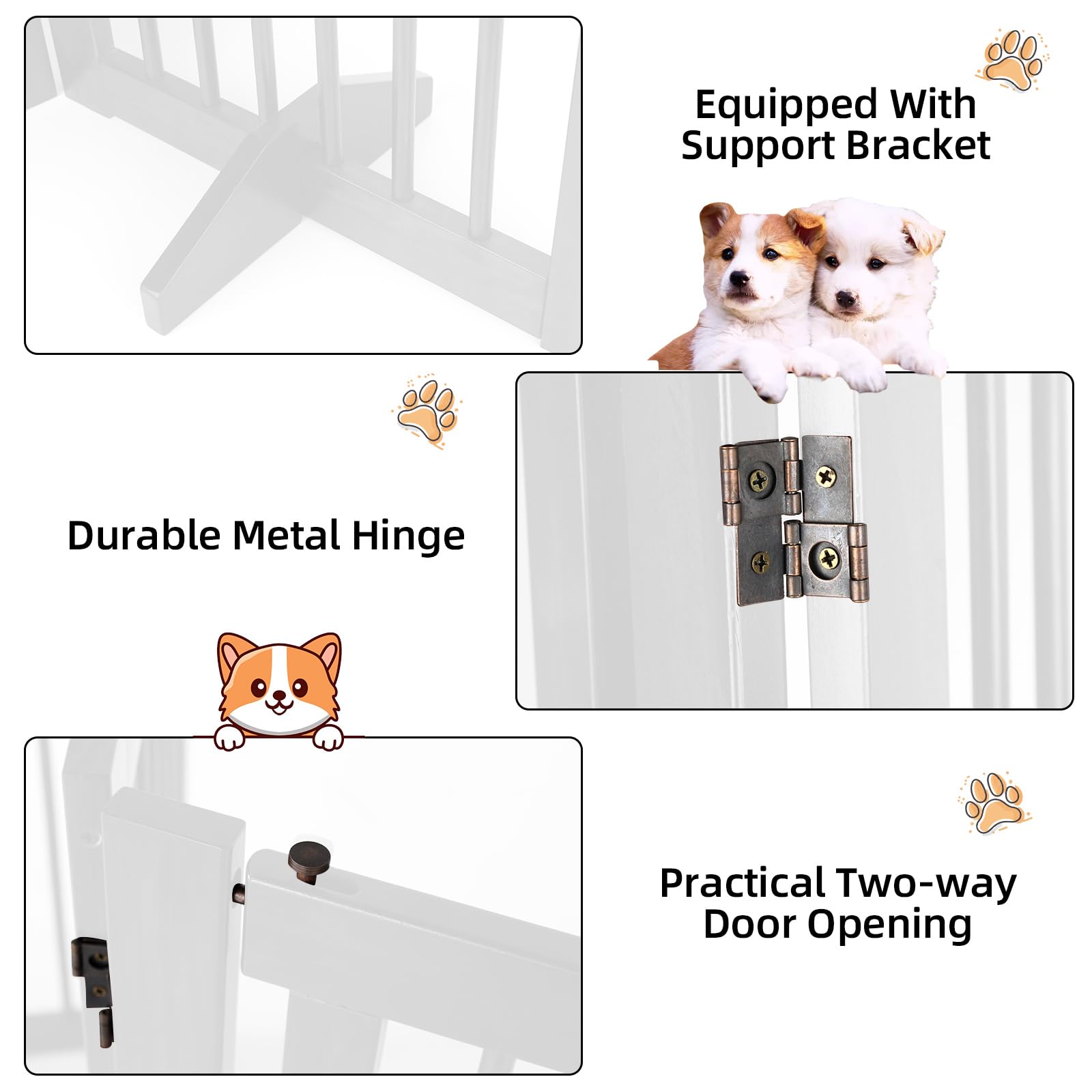 Tuopus indoor dog gate with built-in door latch for easy access.