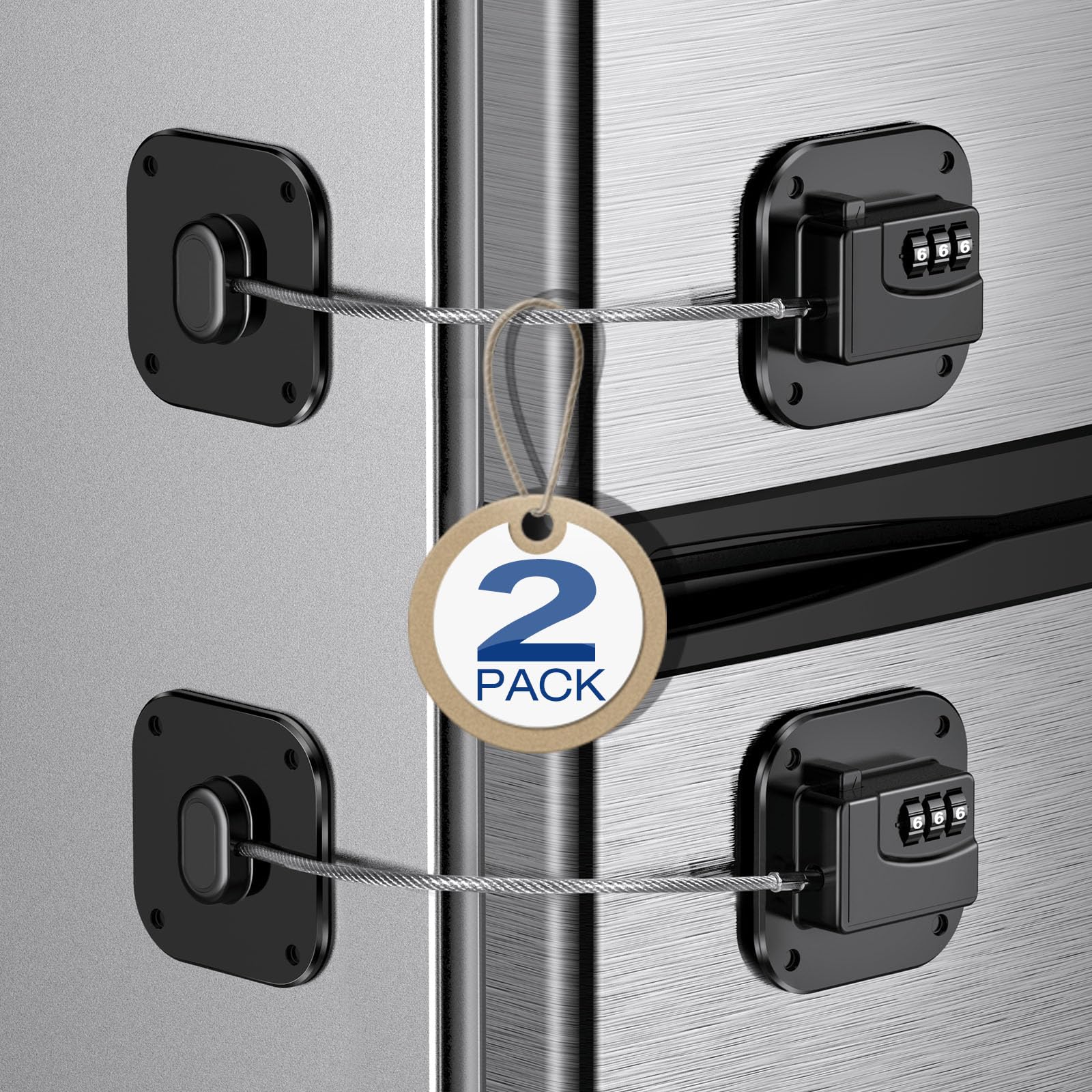 Tupetcs Fridge Lock 2-Pack front view demonstrates keyless security.