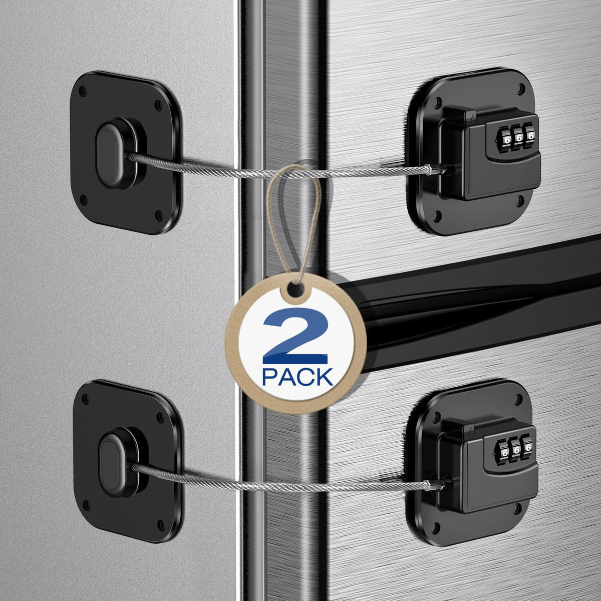 Tupetcs Fridge Lock 2-Pack front view demonstrates keyless security.