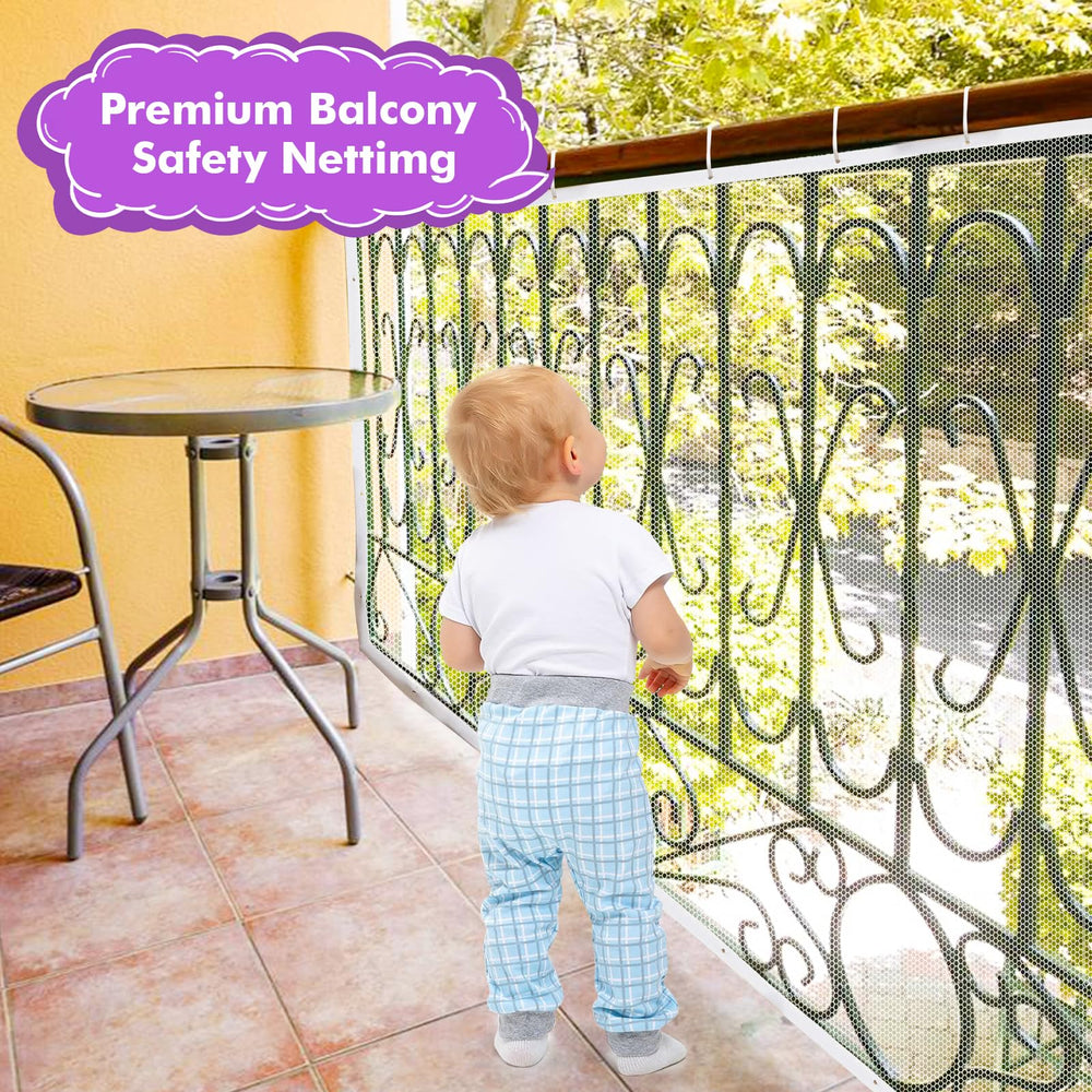 Tupi Banister Guard baby-safe mesh prevents tiny fingers from slipping through.
