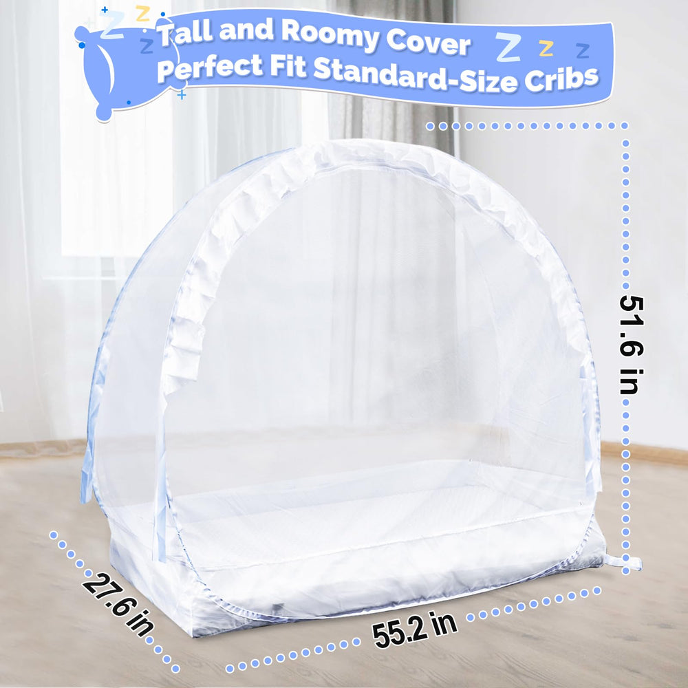 Tupi crib tent mesh close highlights see-through fabric and safety barrier.