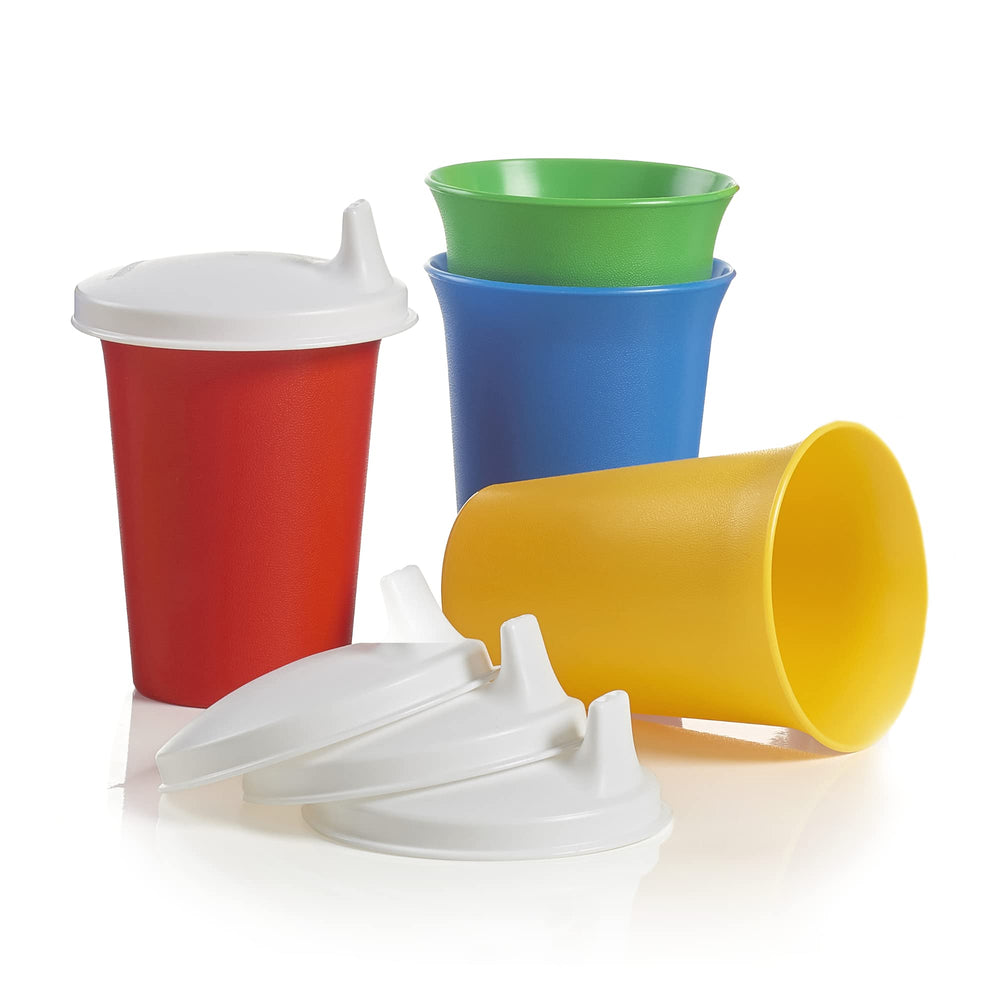 Tupperware Bell Tumblers 7oz lid close-up showing secure snap for mess-free feeding.