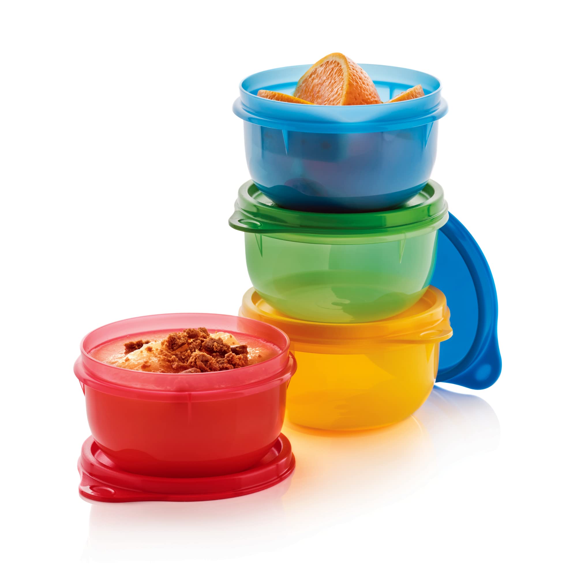 Tupperware Ideal Lit’l bowls with secure lids for toddler meals.