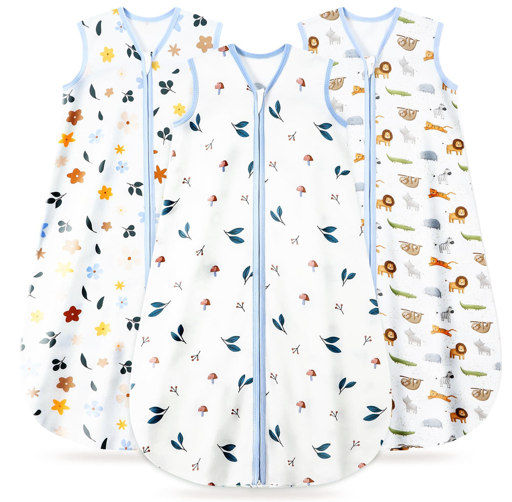 TURMEWU Baby Sleep Sack animal print close-up highlighting soft organic cotton warmth