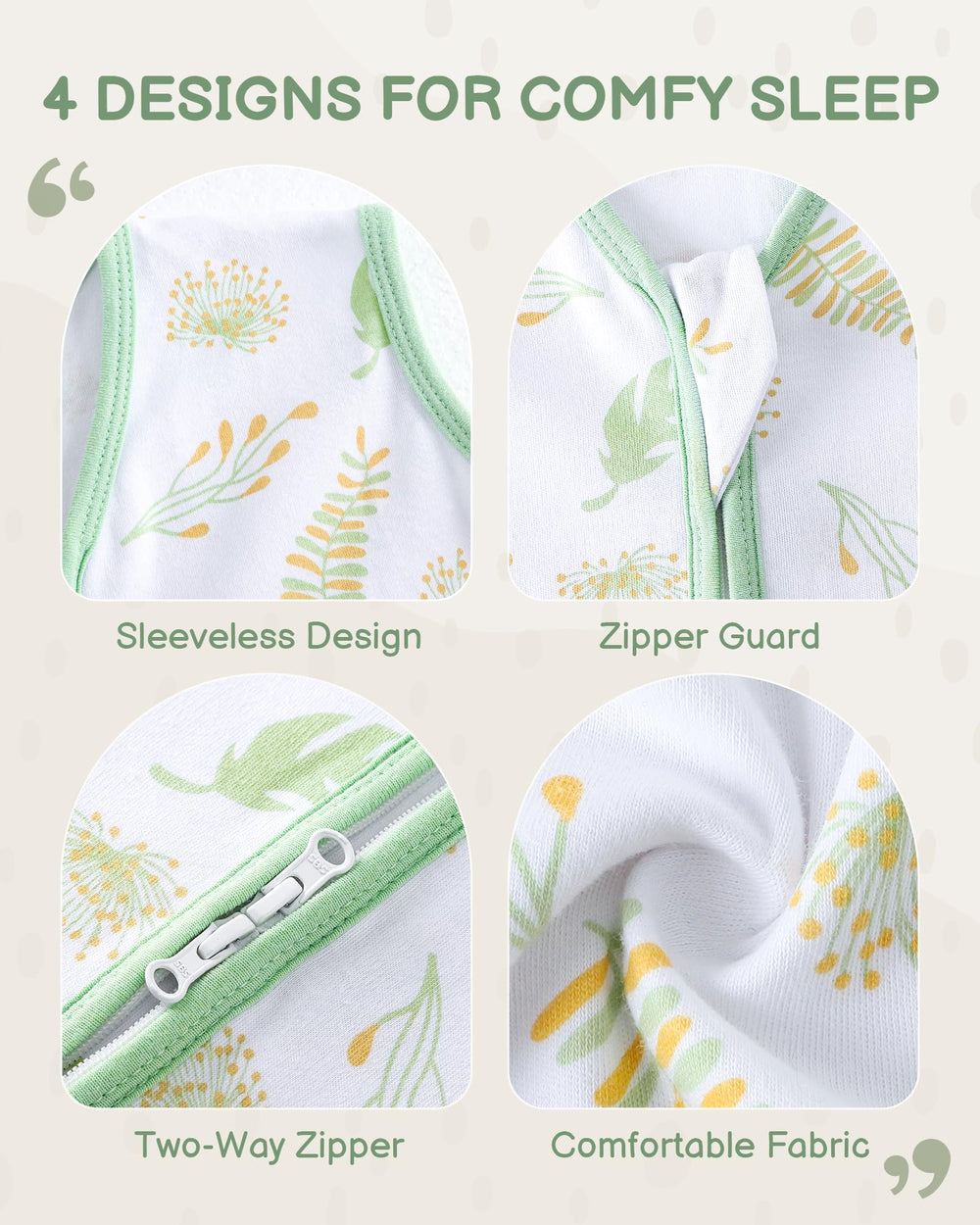 TURMEWU Baby Sleep Sack back view in green showcasing snug fit.