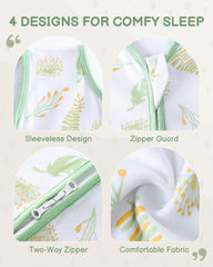TURMEWU Baby Sleep Sack back view in green showcasing snug fit.