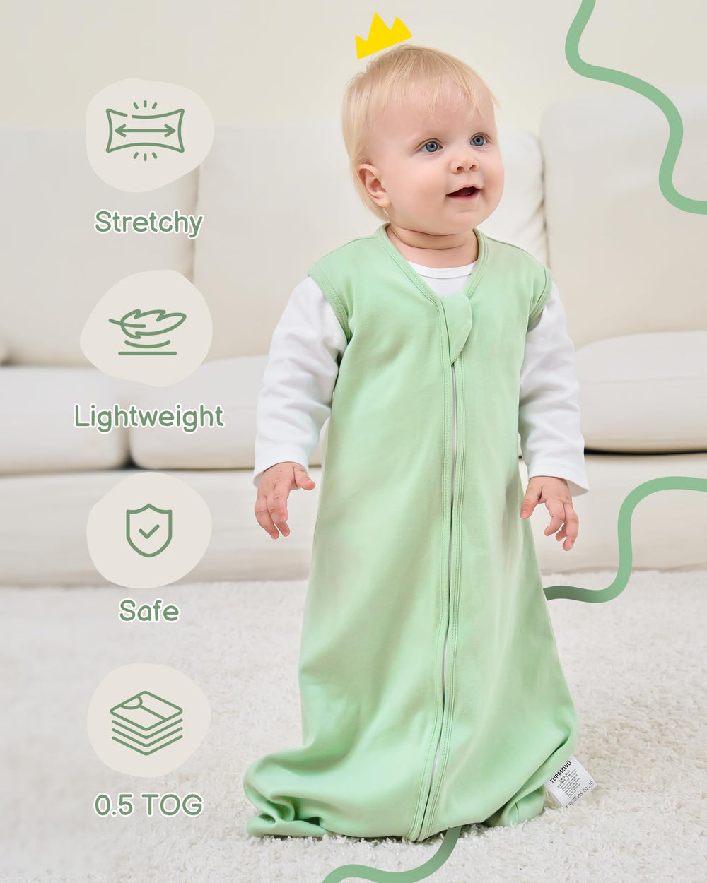 TURMEWU Sleep Sack fabric close-up shows soft breathable cotton.