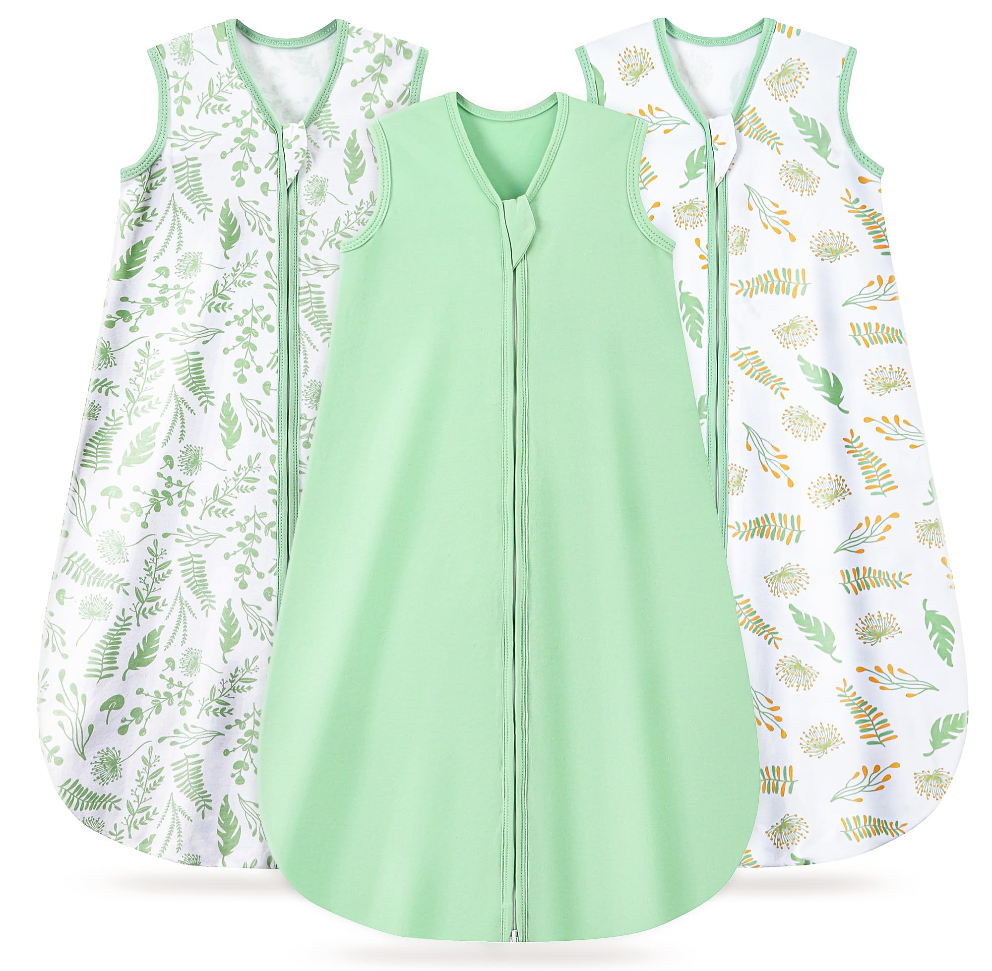 TURMEWU Baby Sleep Sack front view in green for breathable, gentle all-night comfort.