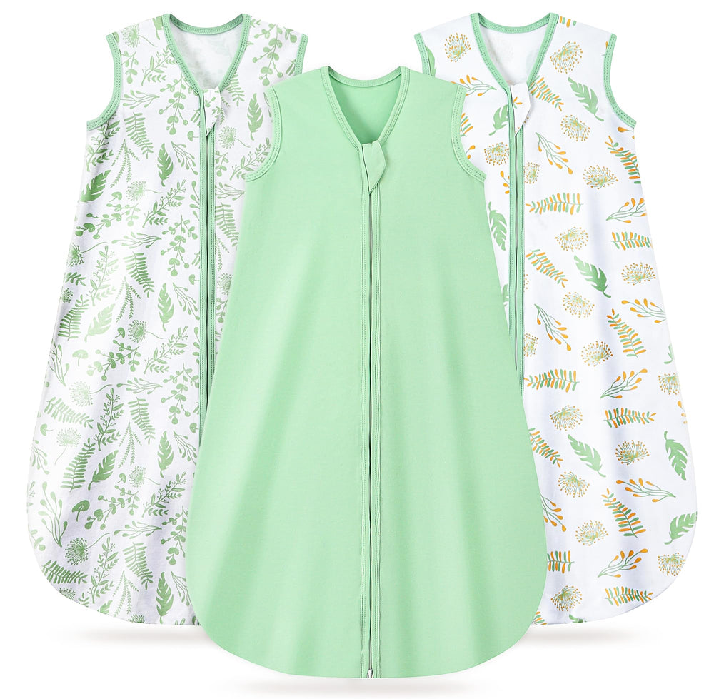 TURMEWU Baby Sleep Sack front view in green for breathable, gentle all-night comfort.