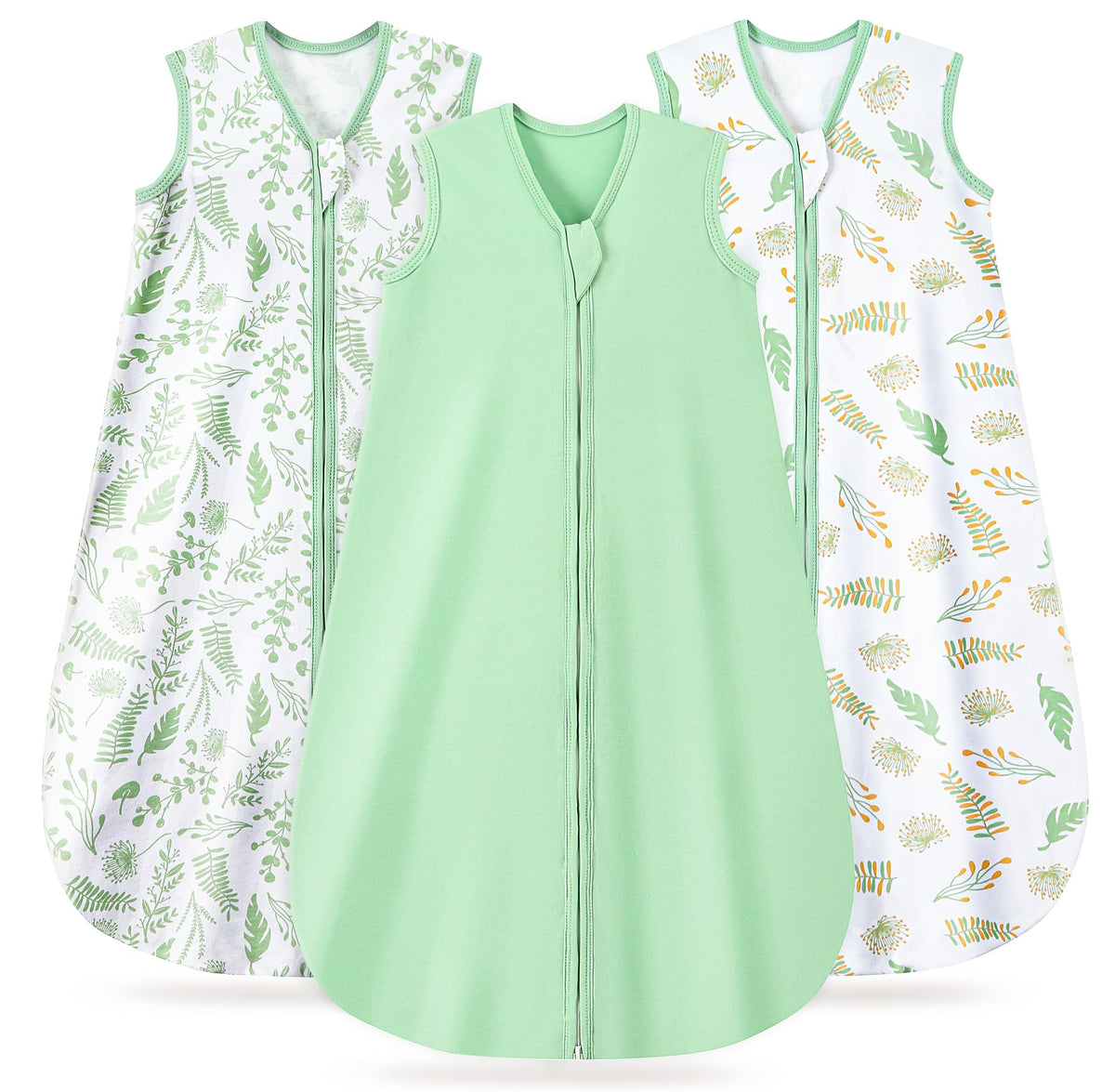 TURMEWU Baby Sleep Sack front view in green for breathable, gentle all-night comfort.