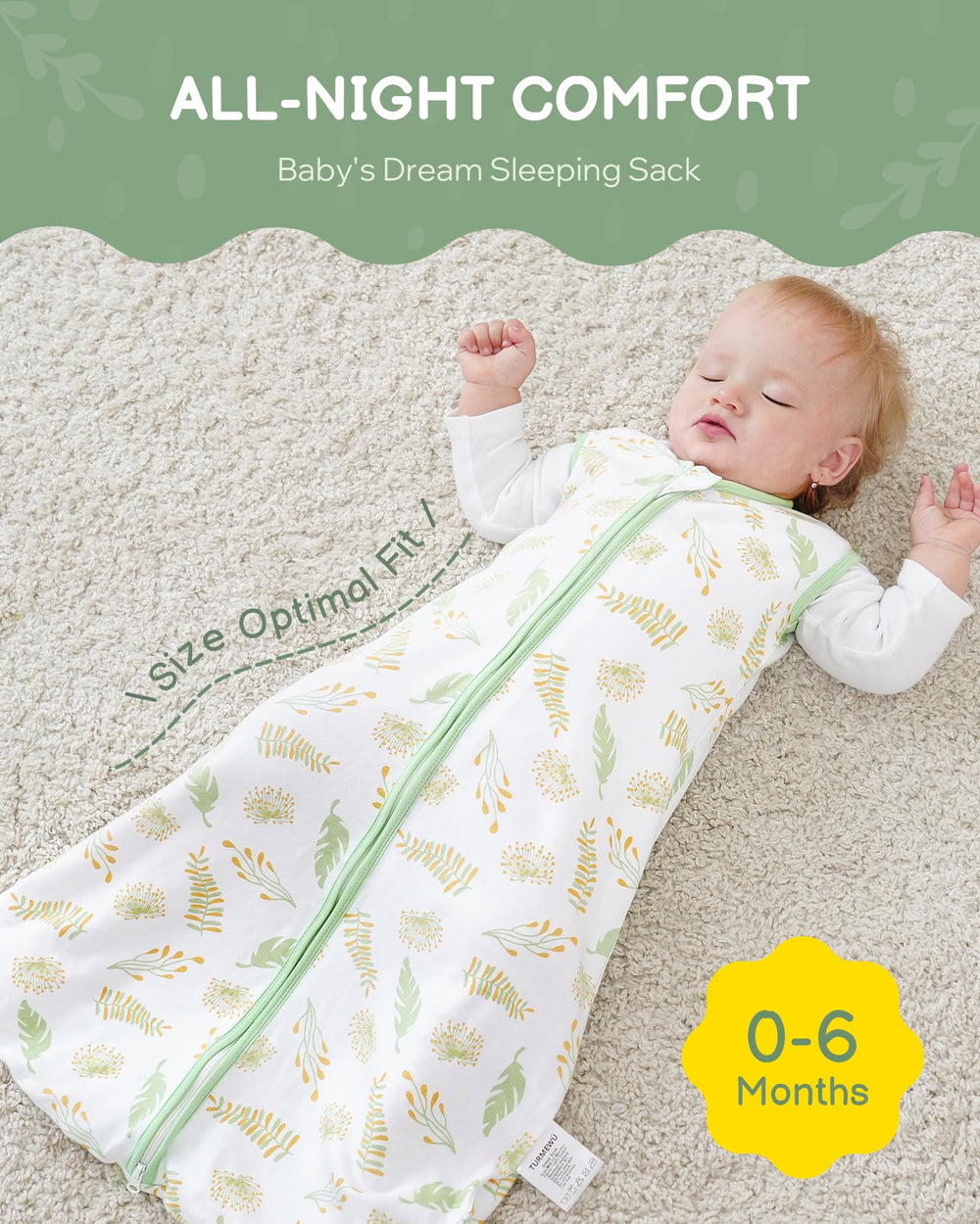 TURMEWU Sleep Sack safety collar close-up emphasizes gentle protection.