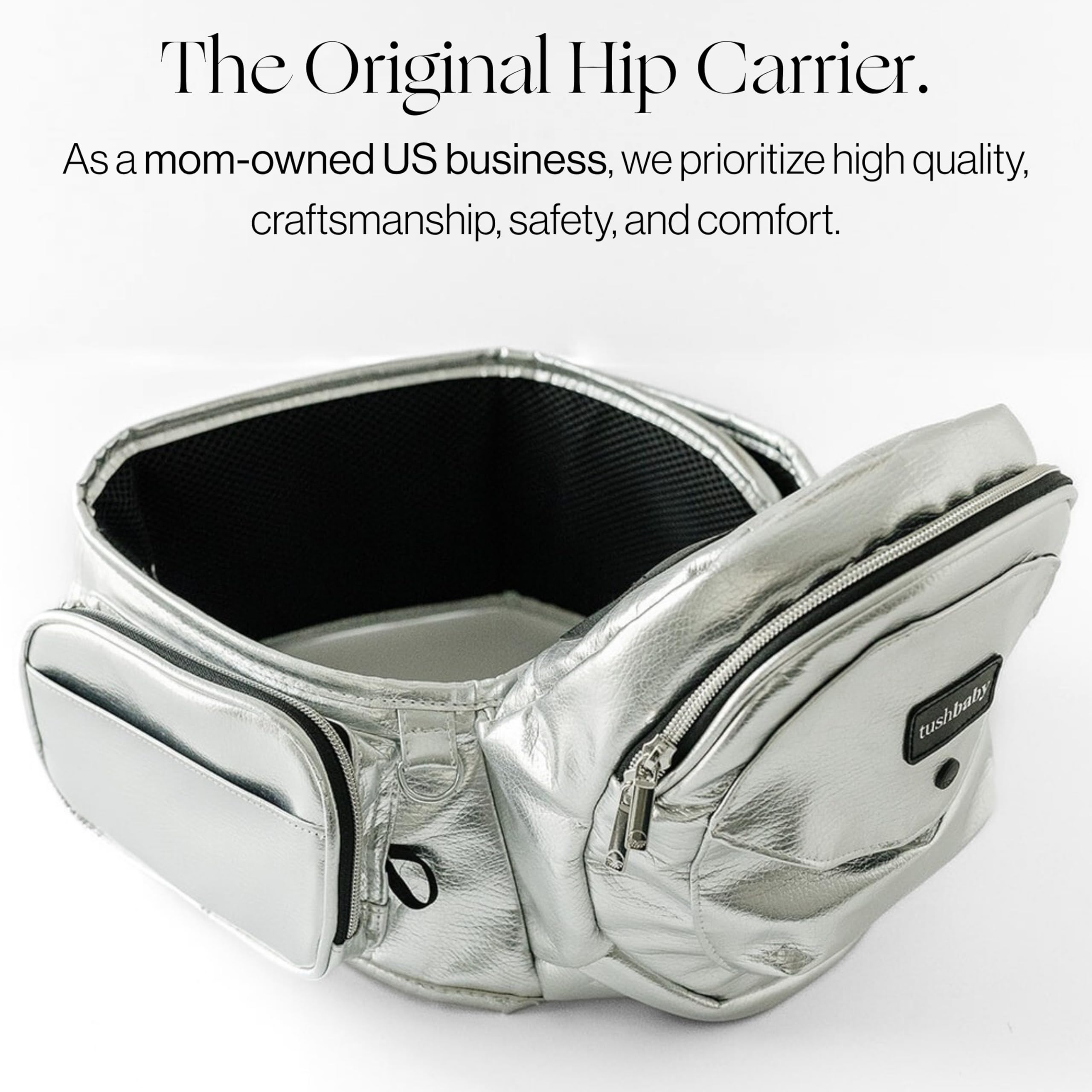TushBaby hip seat lumbar support demonstrates back-saving comfort for caregivers.