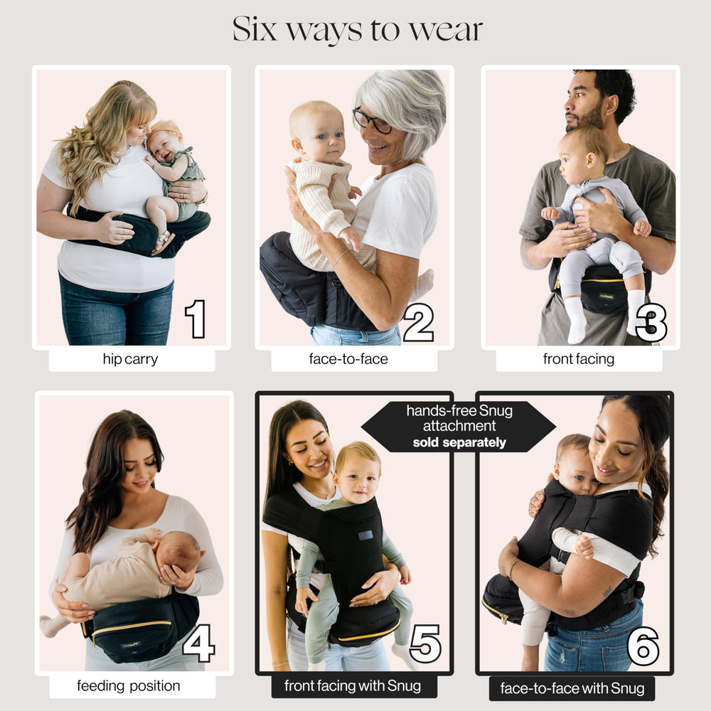 TushBaby storage pockets highlight easy essentials within reach during outings.