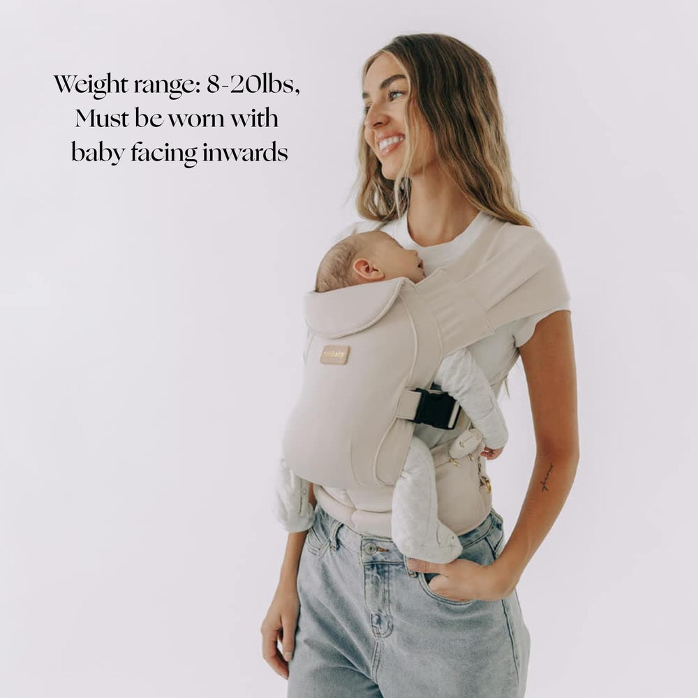 TushBaby Pearl Wrap Carrier-ergonomic-shoulder demonstrates comfortable shoulder support.