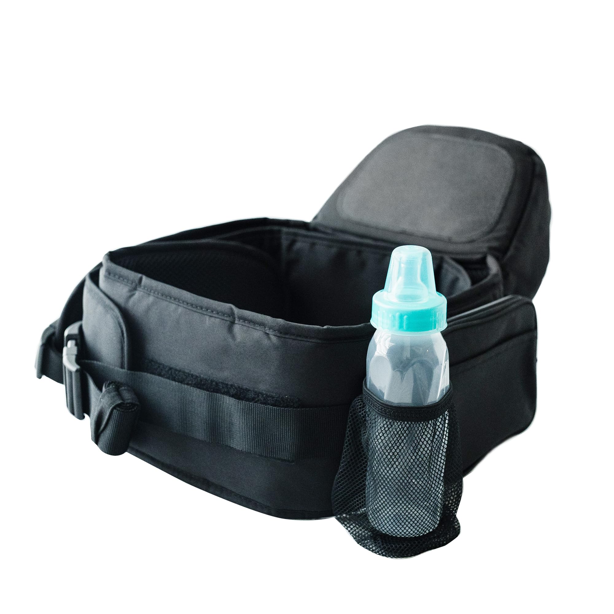 TushBaby waistband extender attached to carrier shows seamless integration and extended fit