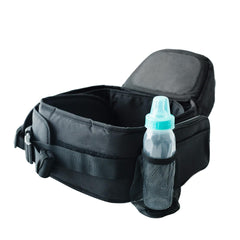 TushBaby waistband extender attached to carrier shows seamless integration and extended fit