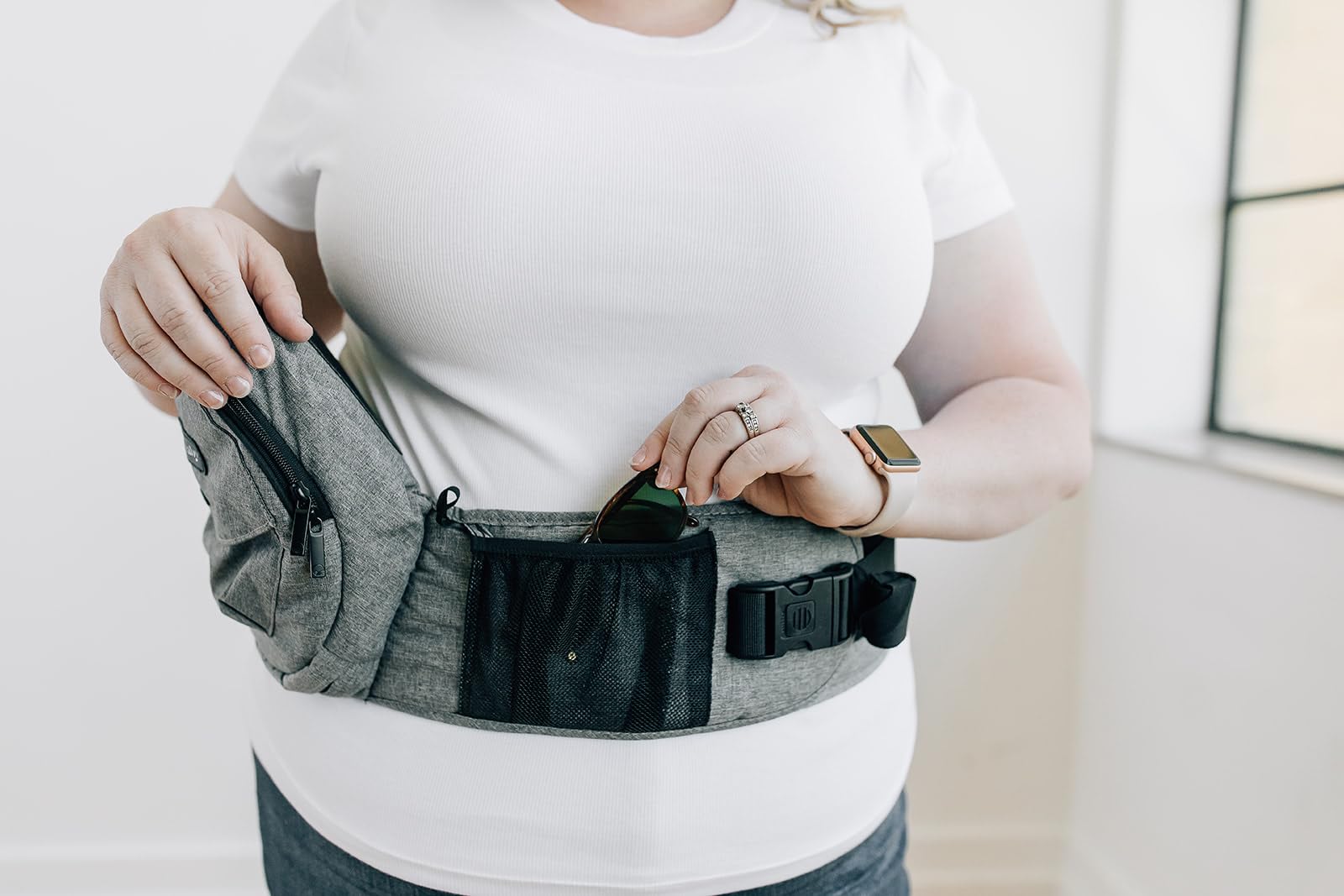 TushBaby waistband extender gray-fabric showcases subtle, durable styling for everyday wear.