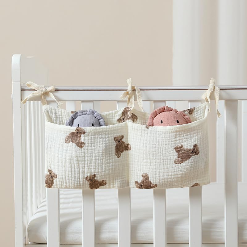Tustao white bedside hanging bags bib pocket keeps bibs within reach