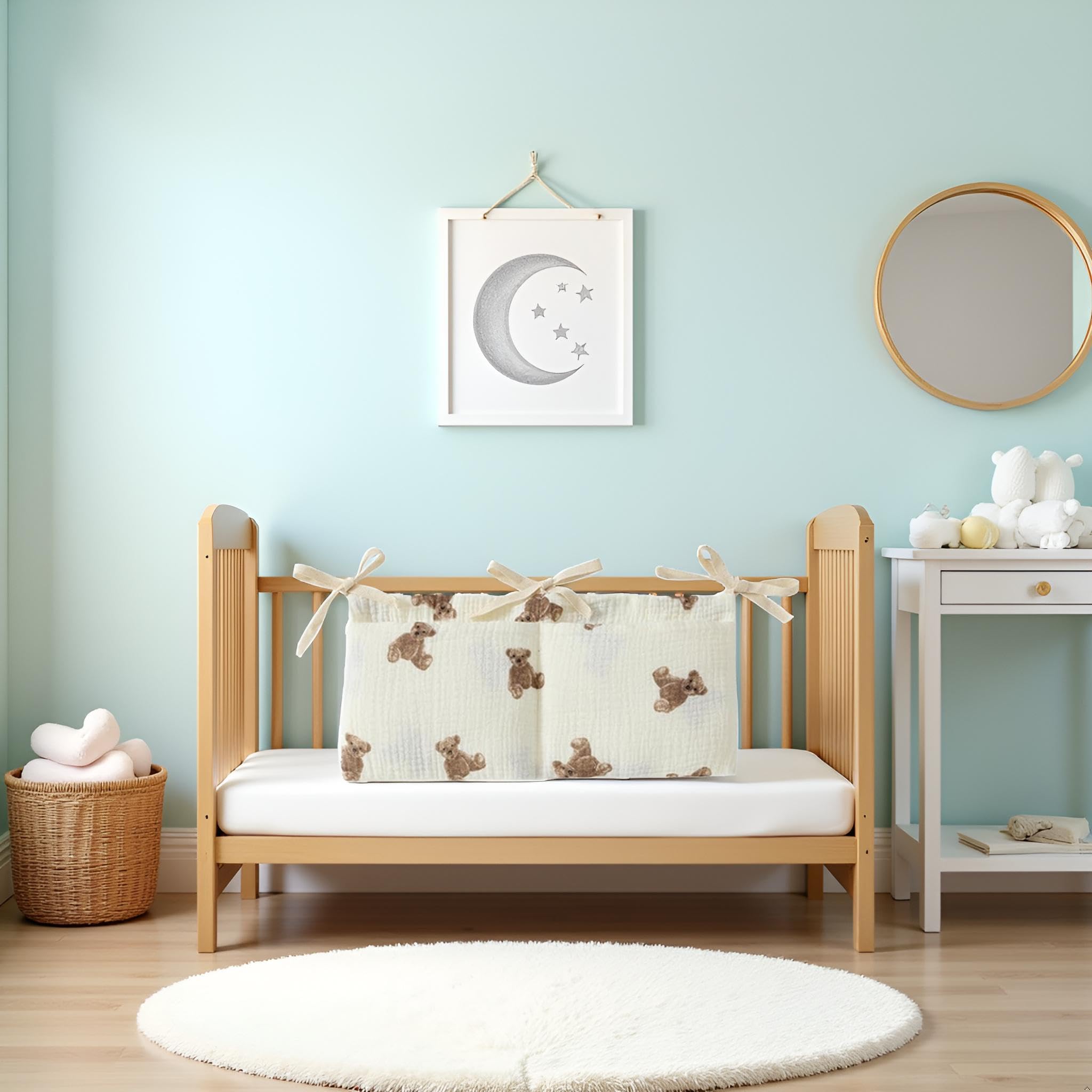 Tustao white bedside hanging bags dormitory bed hanger for small rooms