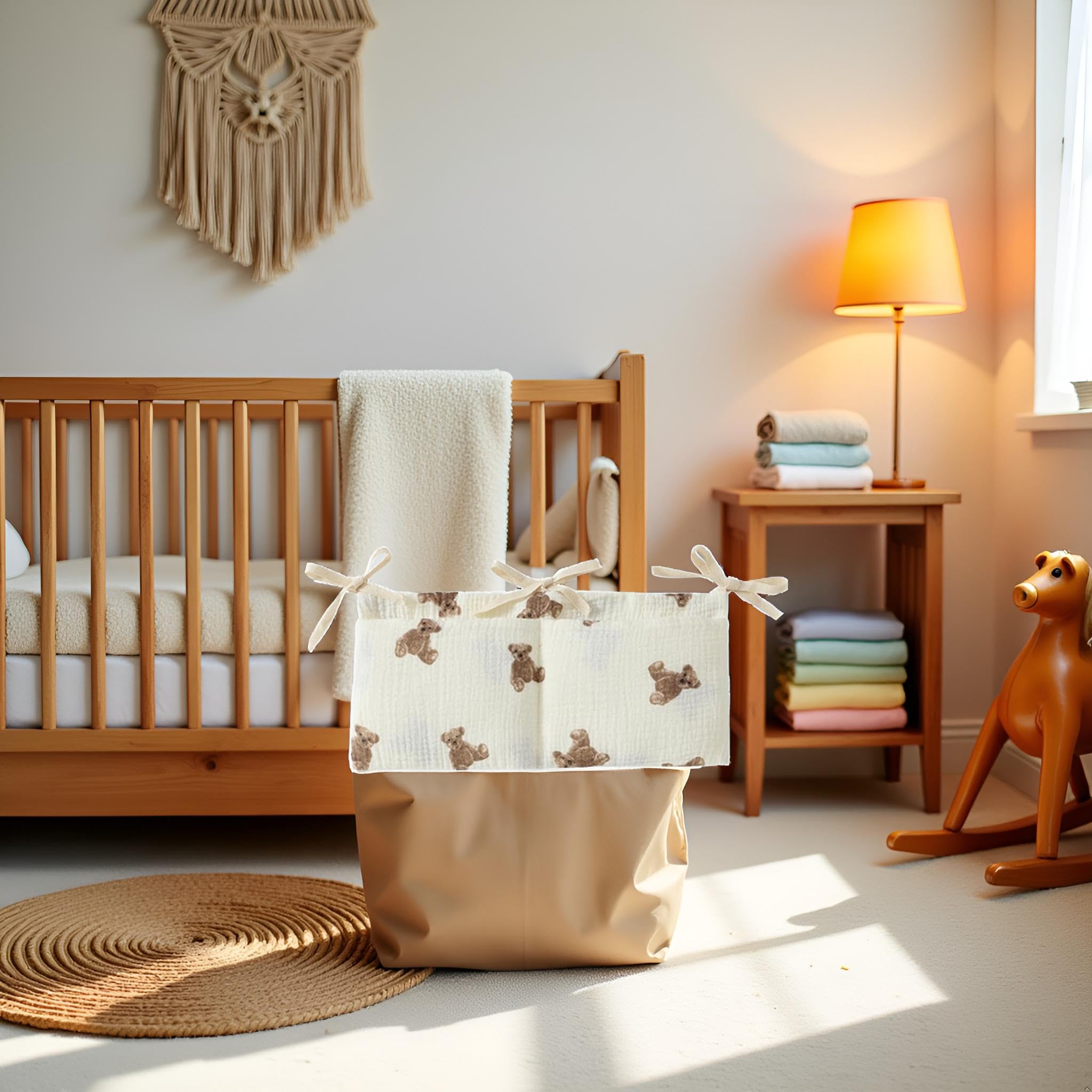 Tustao white bedside hanging bags little bear design adds nursery charm