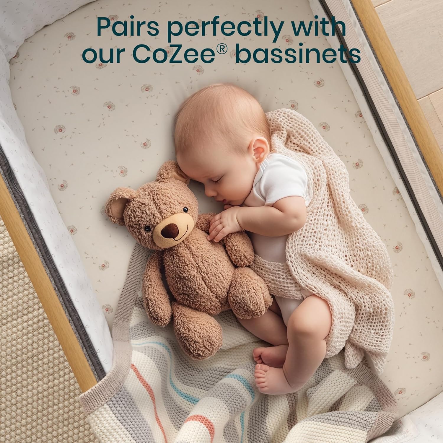 Tutti Bambini baby sleep comfort protector adds soft cushioning under baby.