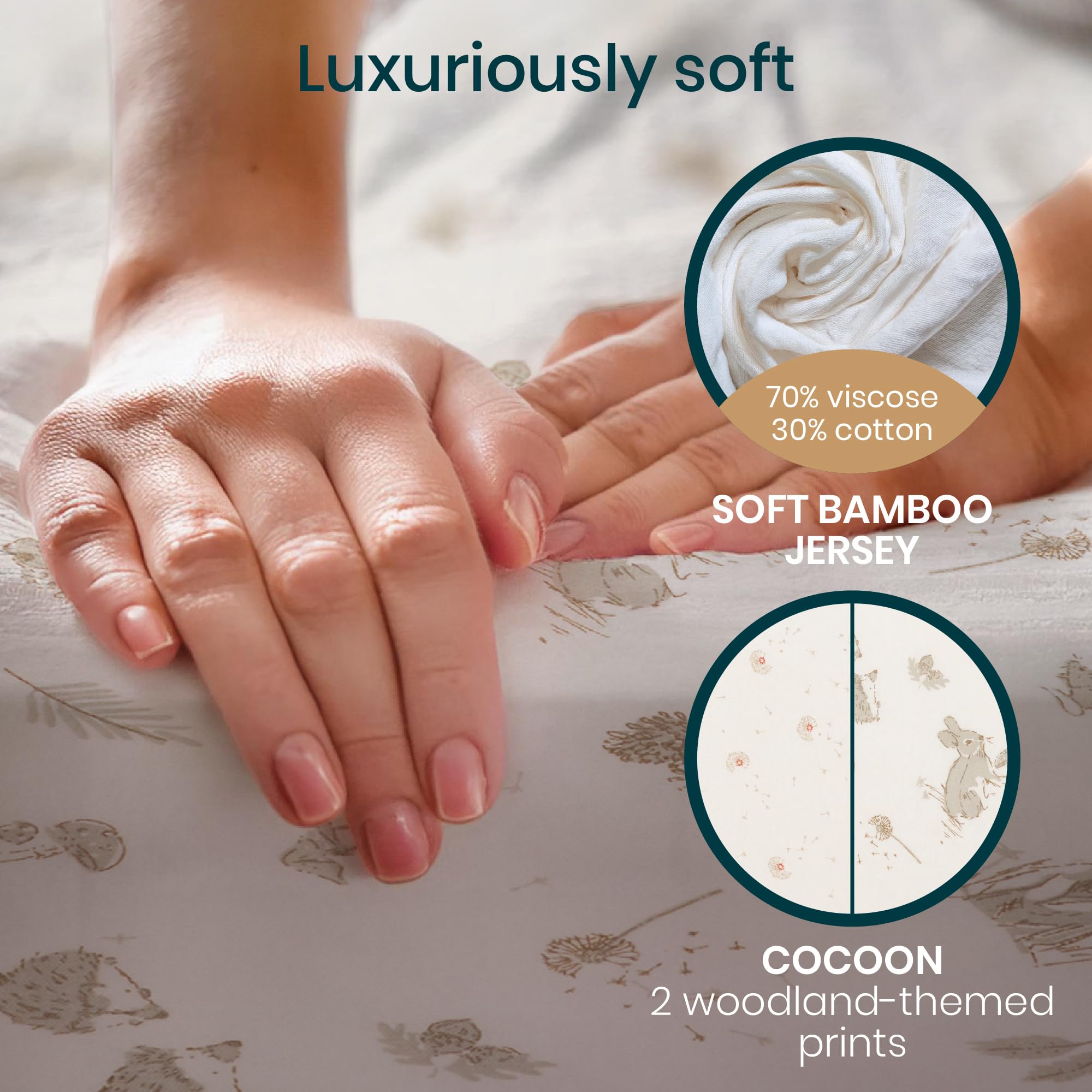 Tutti Bambini bassinet sheets machine washable for easy care between naps.