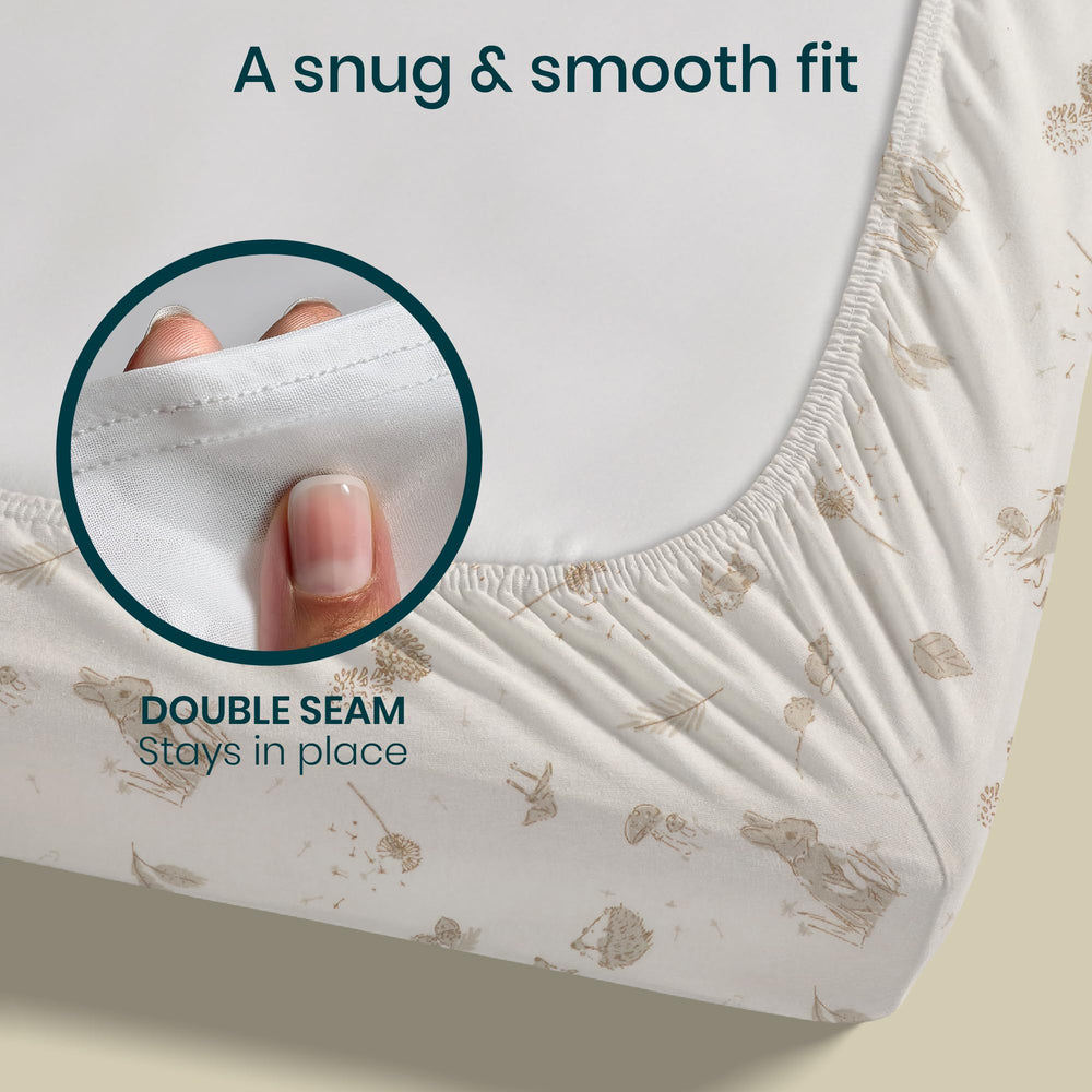Tutti Bambini bassinet sheets soft bamboo viscose for gentle touch.