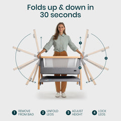 Tutti Bambini CoZee Air height adjustment lever shows six mattress levels