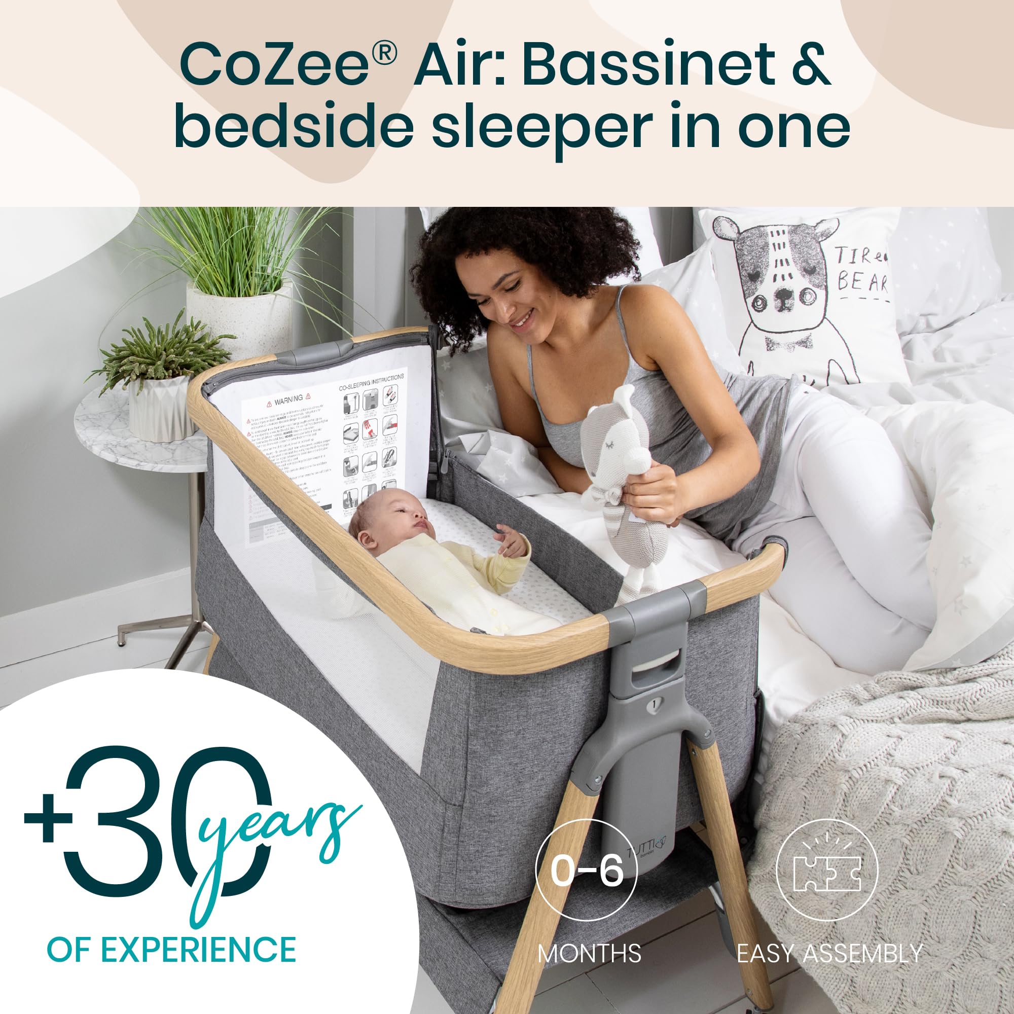 Tutti Bambini CoZee Air mattress close-up shows deluxe airflow for breathable comfort