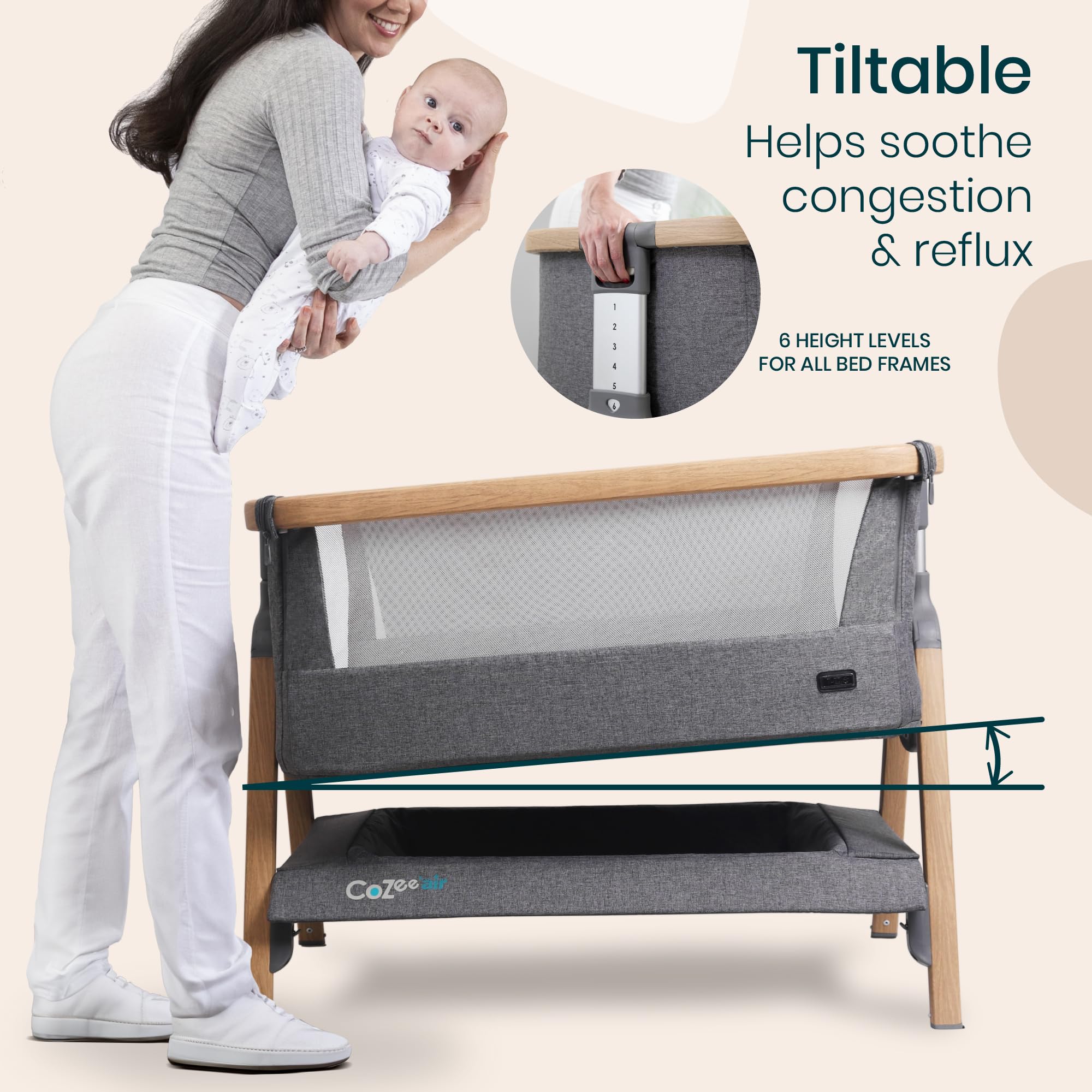 Tutti Bambini CoZee Air side-sleeper in use demonstrates safe bedsharing option