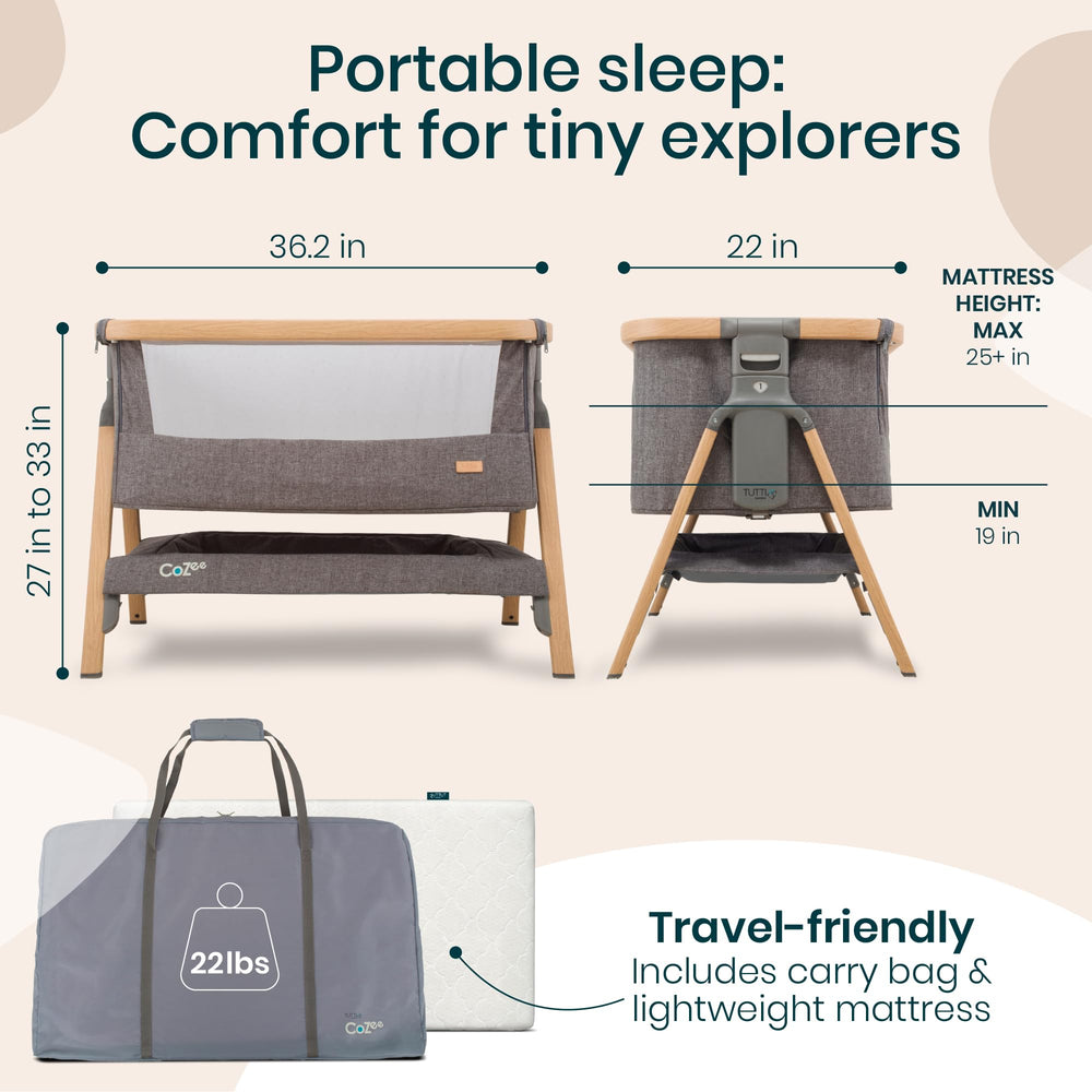 Tutti Bambini CoZee wood-effect legs offer sturdy stability and style
