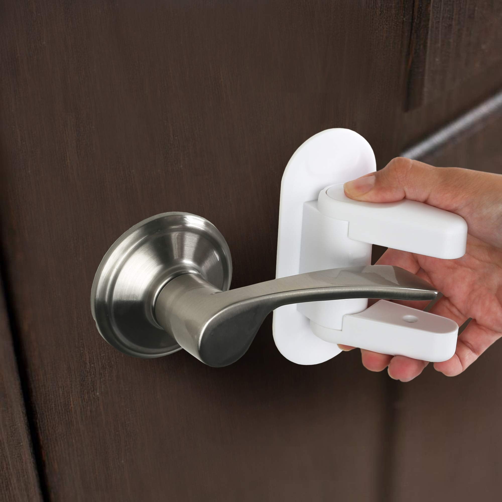 Tuut adhesive damage-free mount demonstrates quick, clean installation on any door.