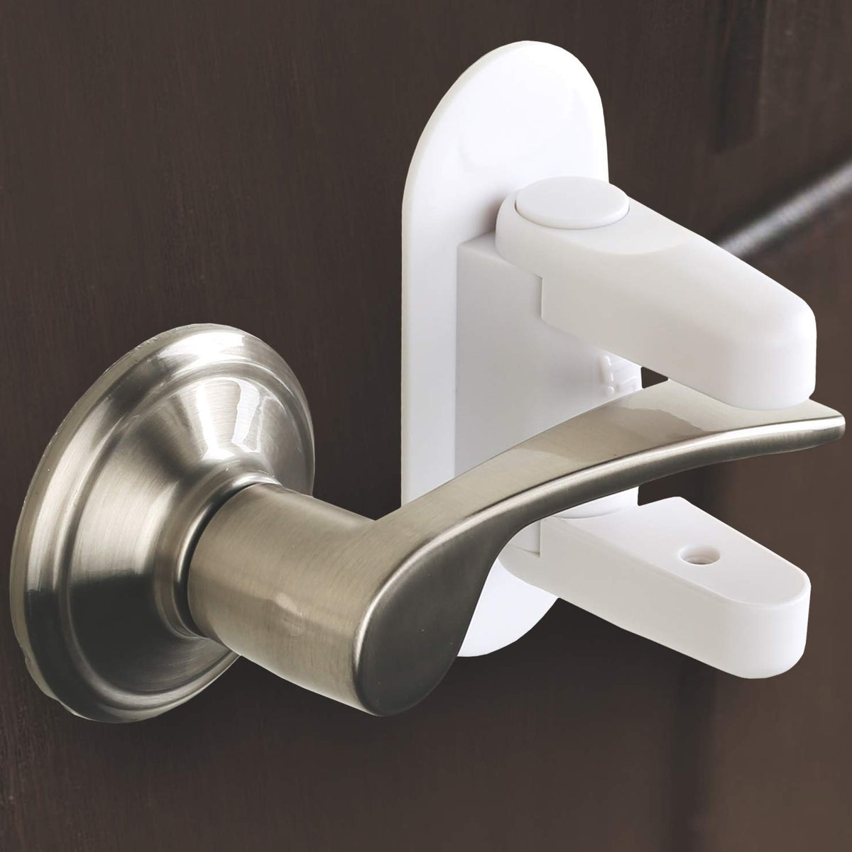 Tuut door lever lock two-pack securely fits standard handles for child safety.