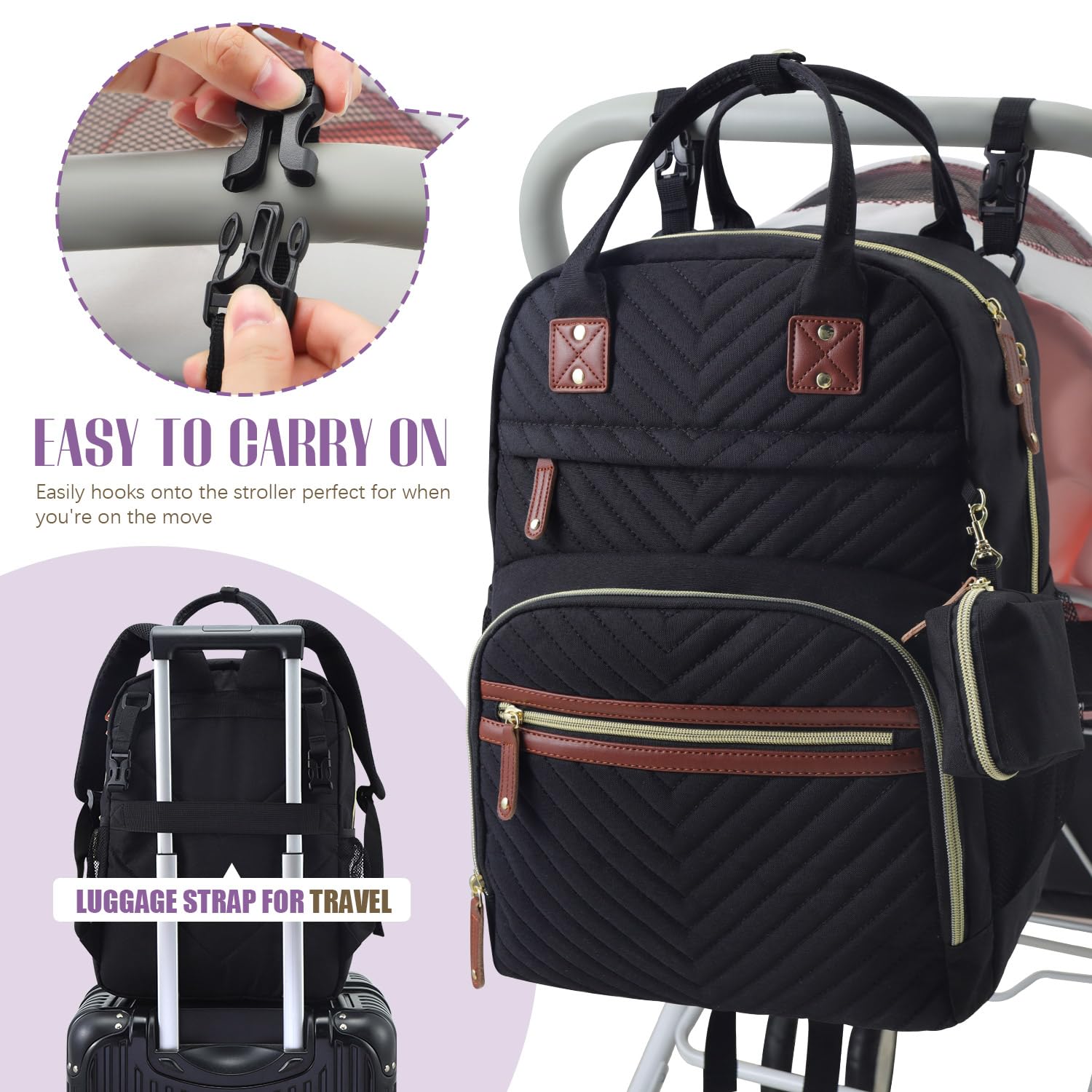 Tuwubi Diaper Bag Backpack detachable pacifier pouch keeps essentials ready
