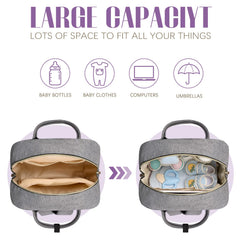 Tuwubi Diaper Bag Backpack Grey interior organization highlights multiple pockets for quick access