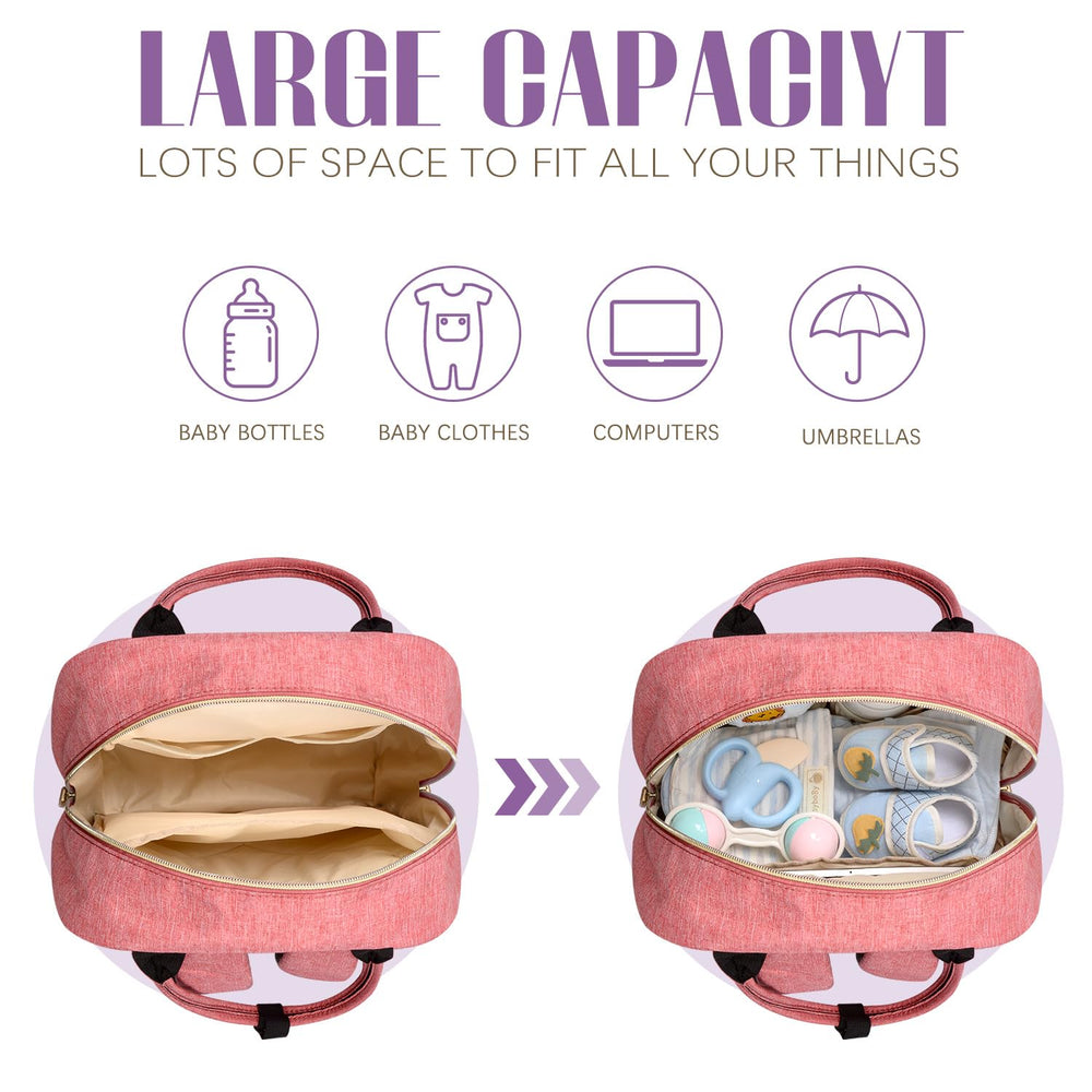 Tuwubi diaper bag backpack interior organization showing 13 pockets and separate bottle sleeves for efficient packing