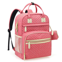 Tuwubi diaper bag backpack pink front view highlighting a spacious main compartment for easy quick outings