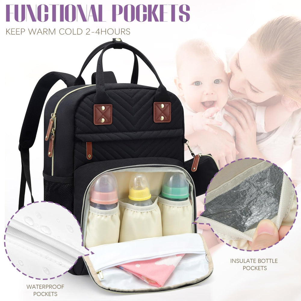 Tuwubi Diaper Bag Backpack stroller straps for hands‑free navigation