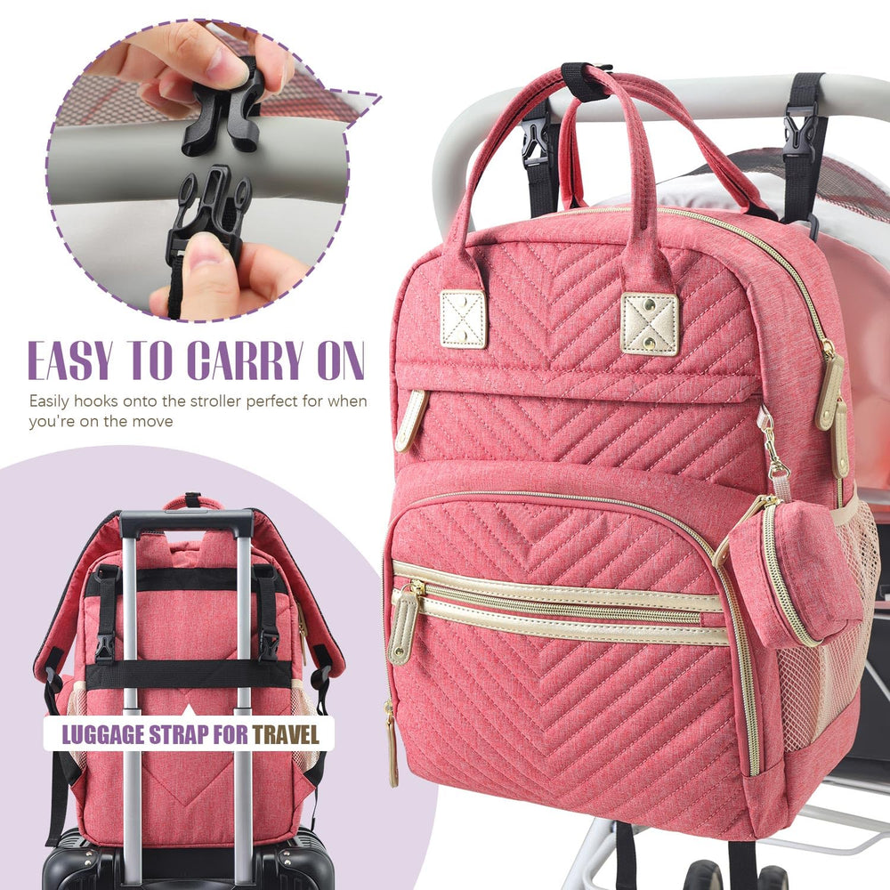 Tuwubi diaper bag backpack with detachable pacifier pouch and wet bag for quick access