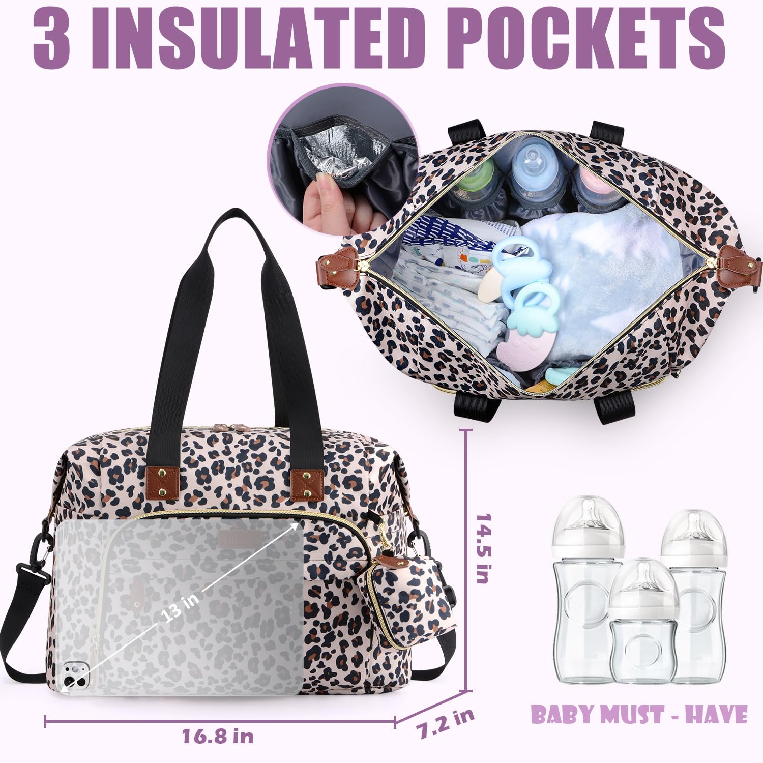 Tuwubi tote includes detachable pacifier case to help hygiene and quick access.